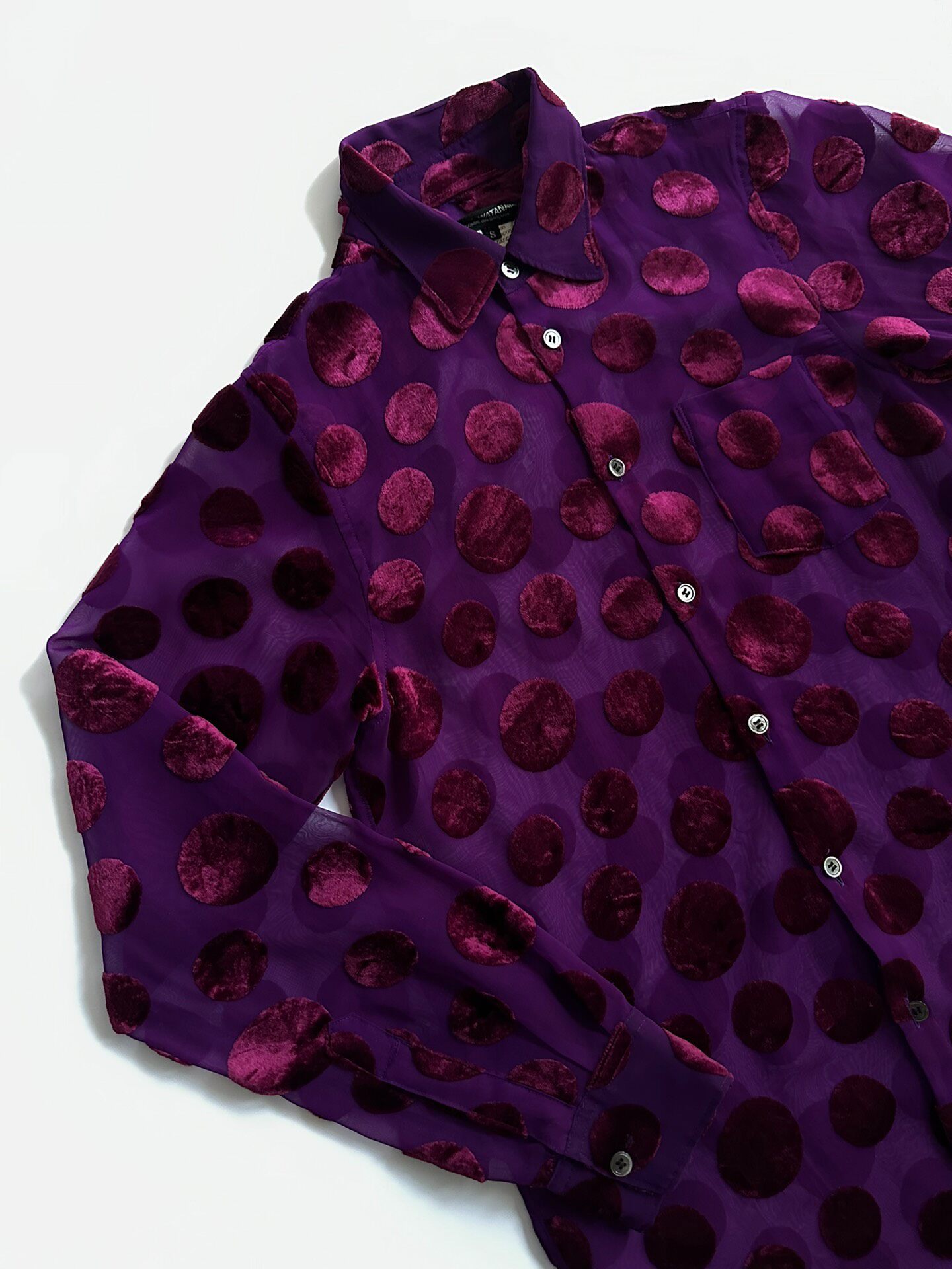 Junya Watanabe Velvet Polka Dot Shirt — label