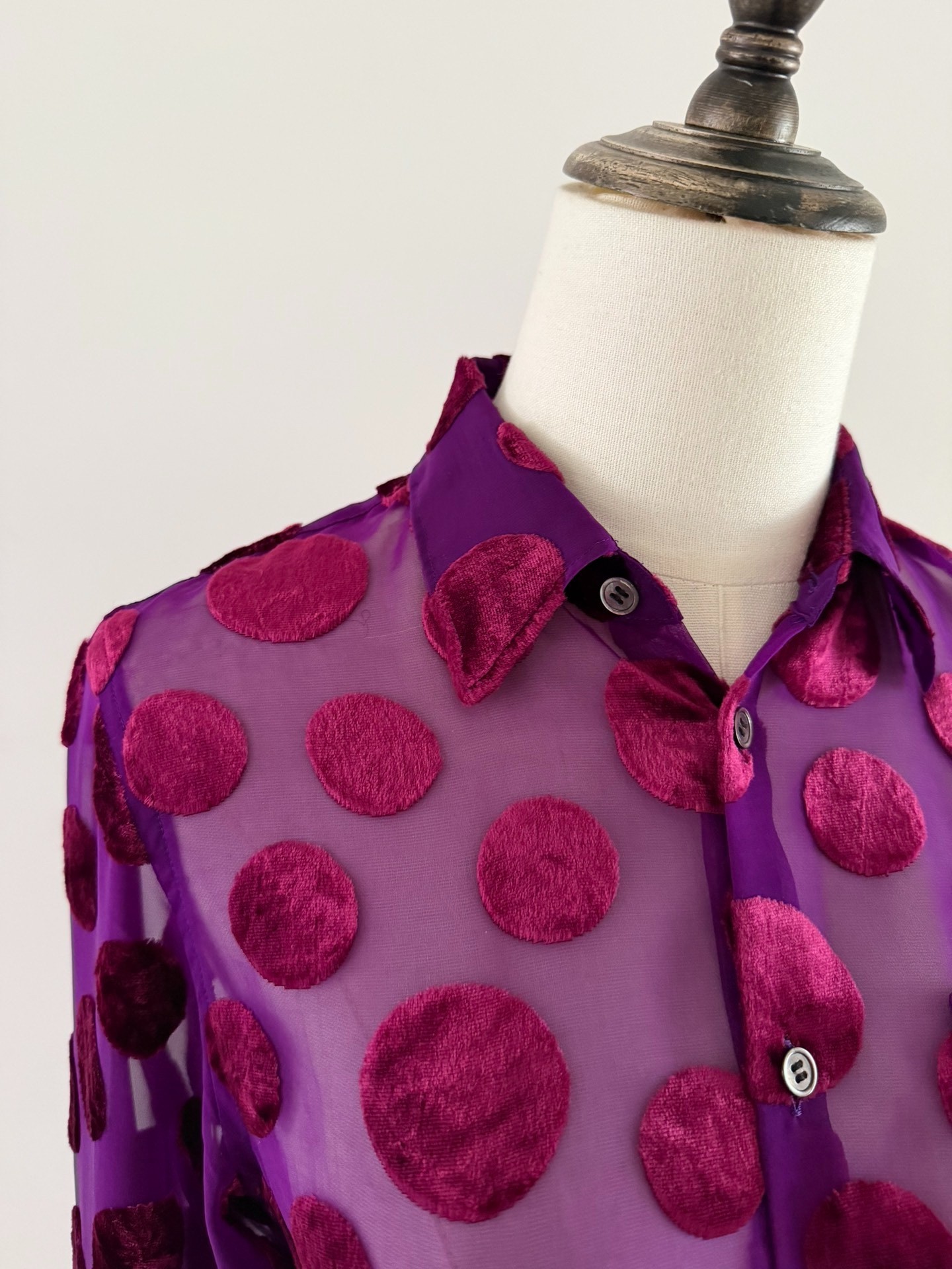 Junya Watanabe Velvet Polka Dot Shirt — back