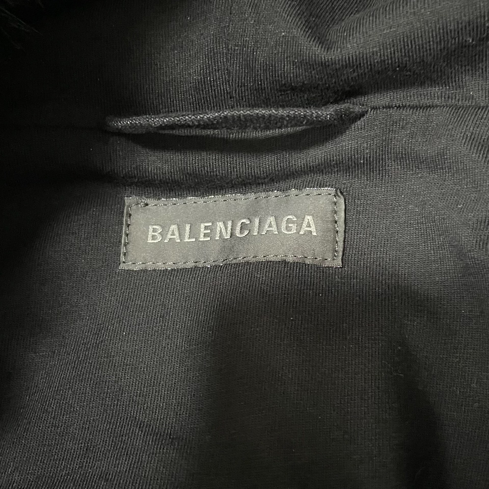 Balenciaga Boxy Fur Hood Denim Jacket — detail