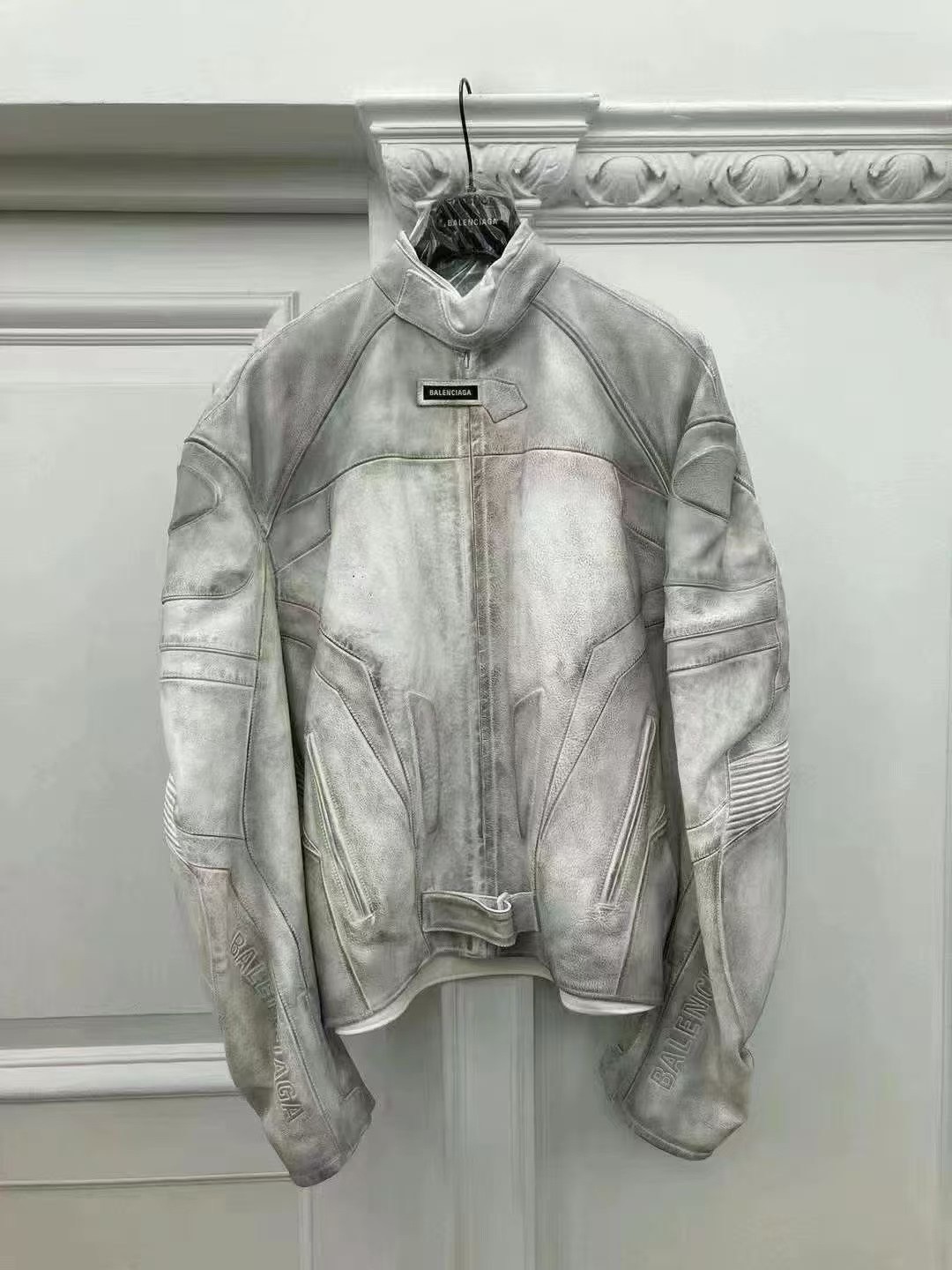 Balenciaga Distressed Biker Leather Jacket