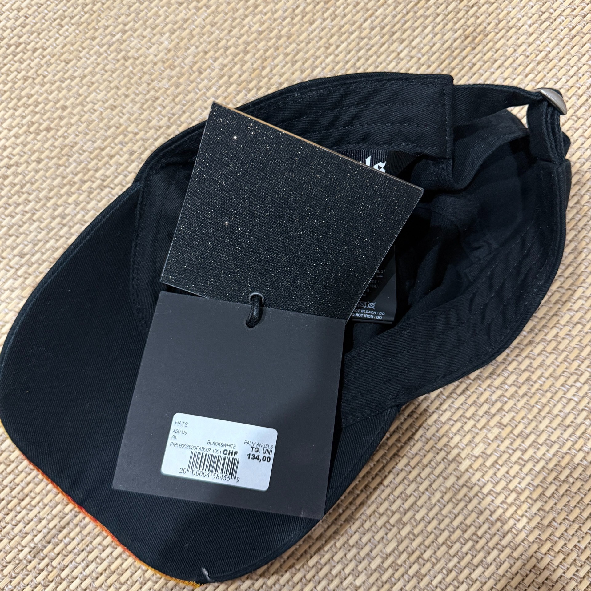 Palm Angels Flame Embroidery Baseball Cap — label