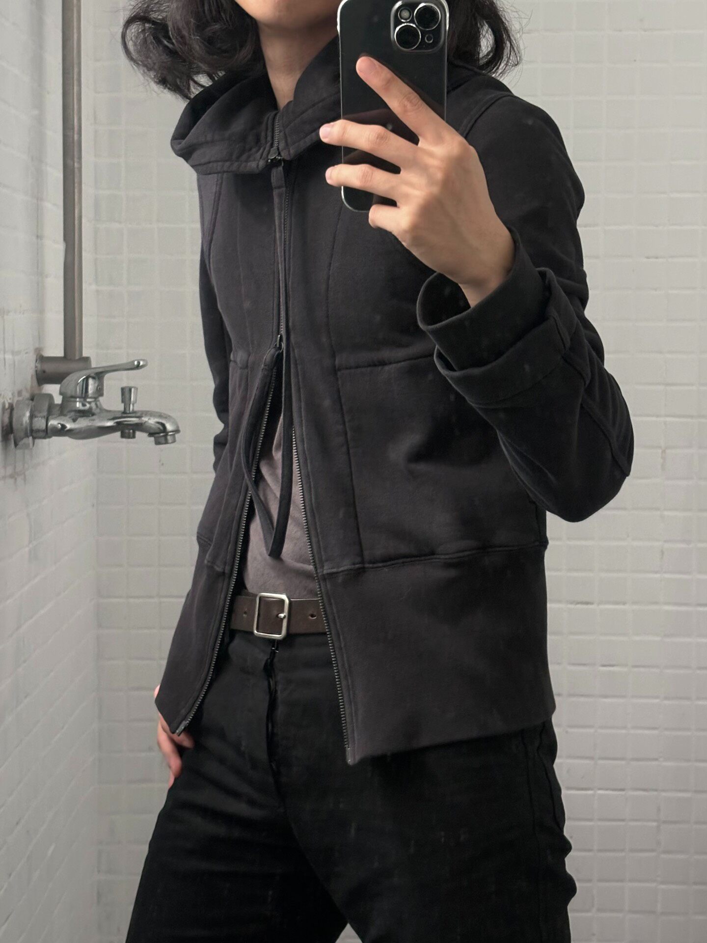 Ann Demeulemeester Black Slim-Fit Double-Zip Sweatshirt