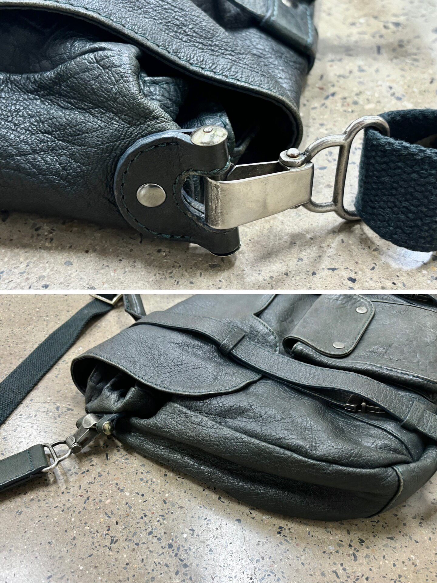 Maison Margiela Vintage Leather Messenger Bag — detail