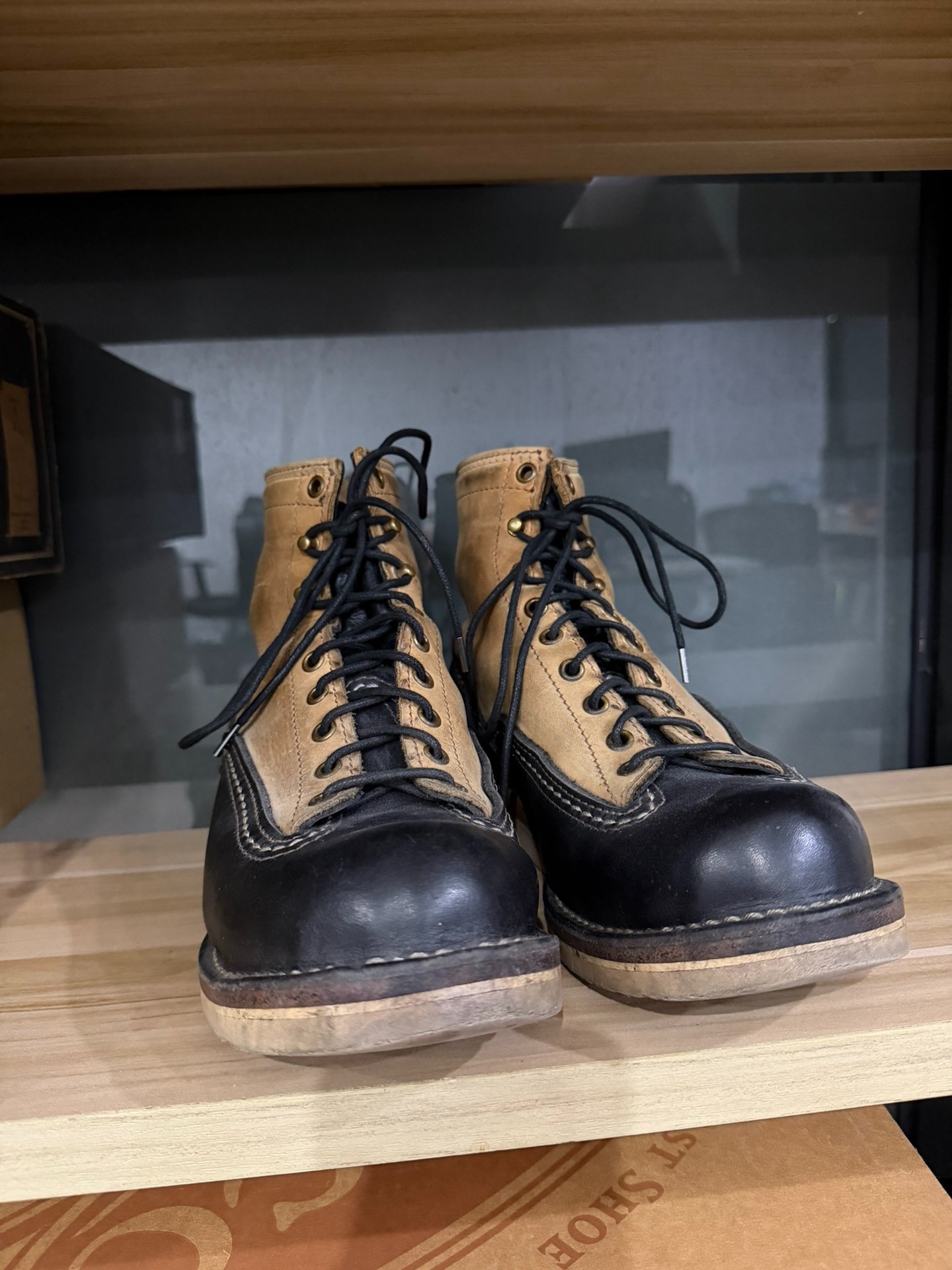 Wesco Two-Tone Magazine Work Boots — detail