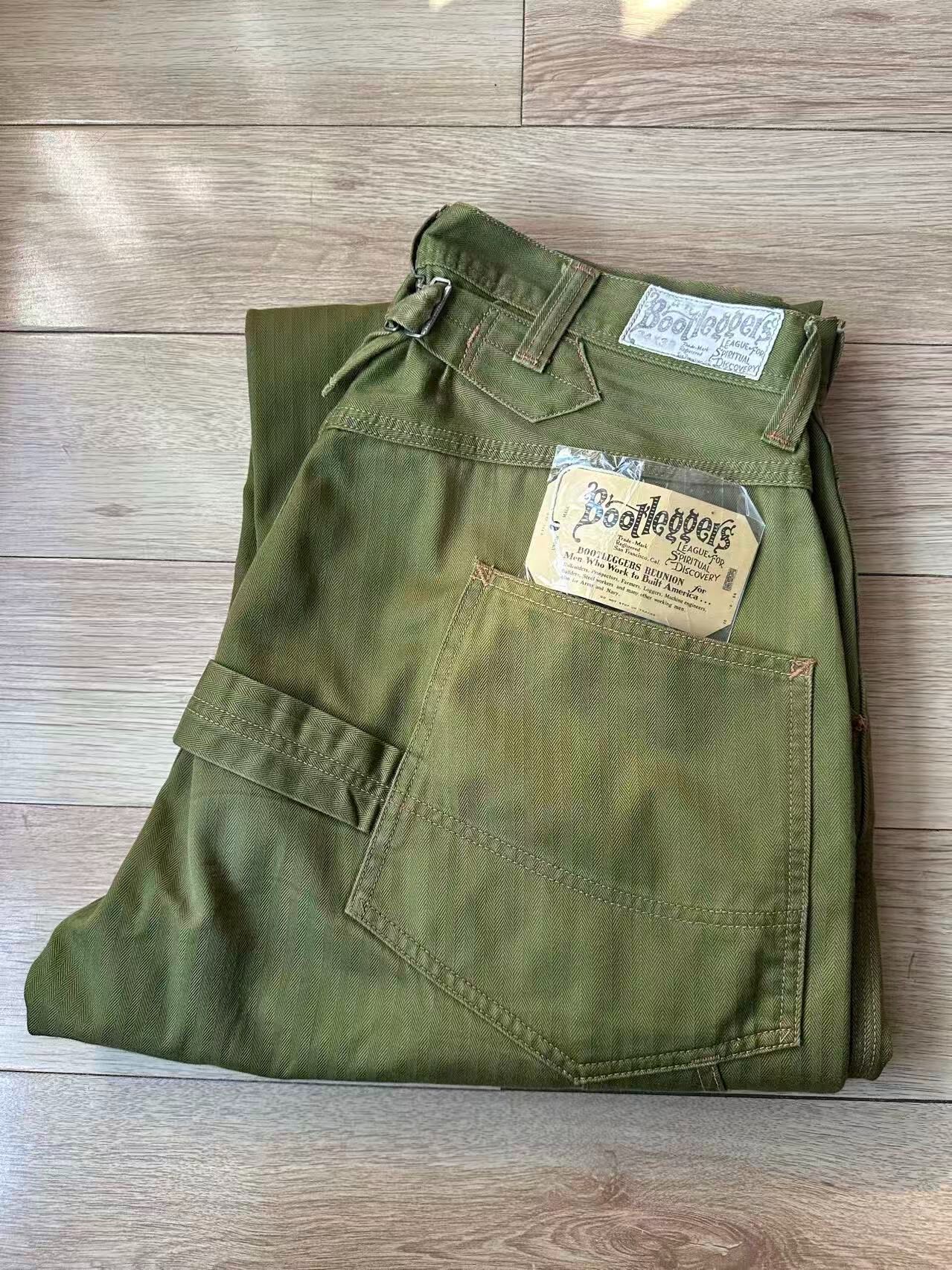Freewheelers Bootleggers Olive Workwear Pants — detail