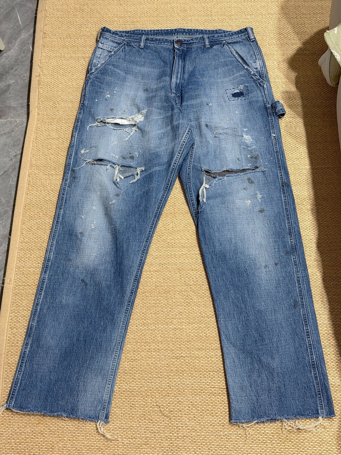 Saint Michael Distressed Paint Splatter Jeans