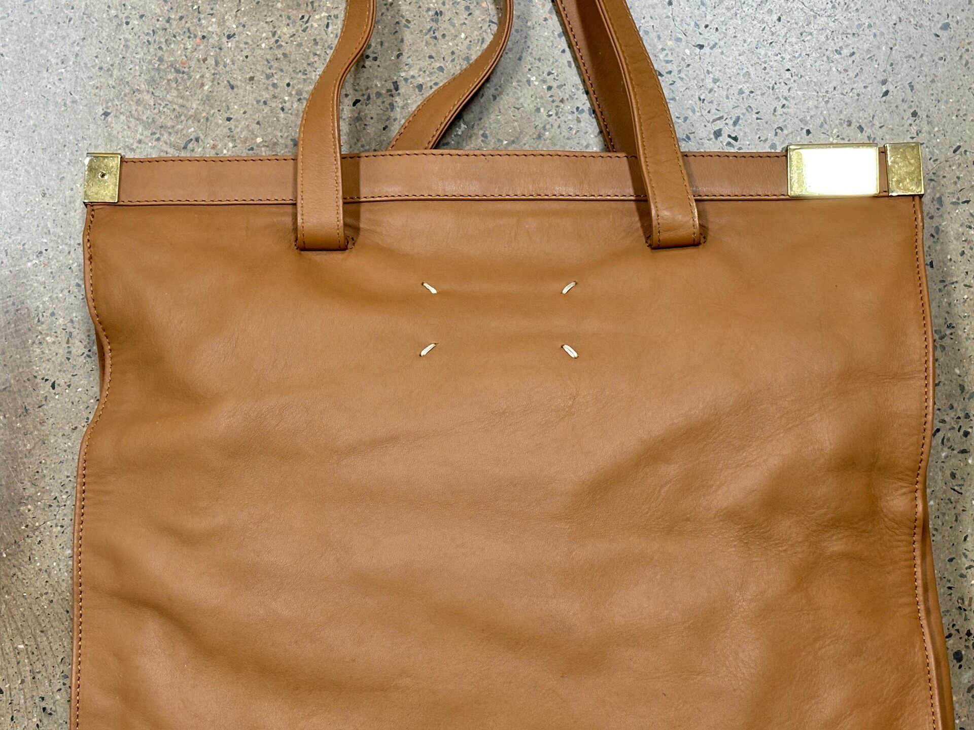 Maison Margiela Brown Leather Tote Bag — back