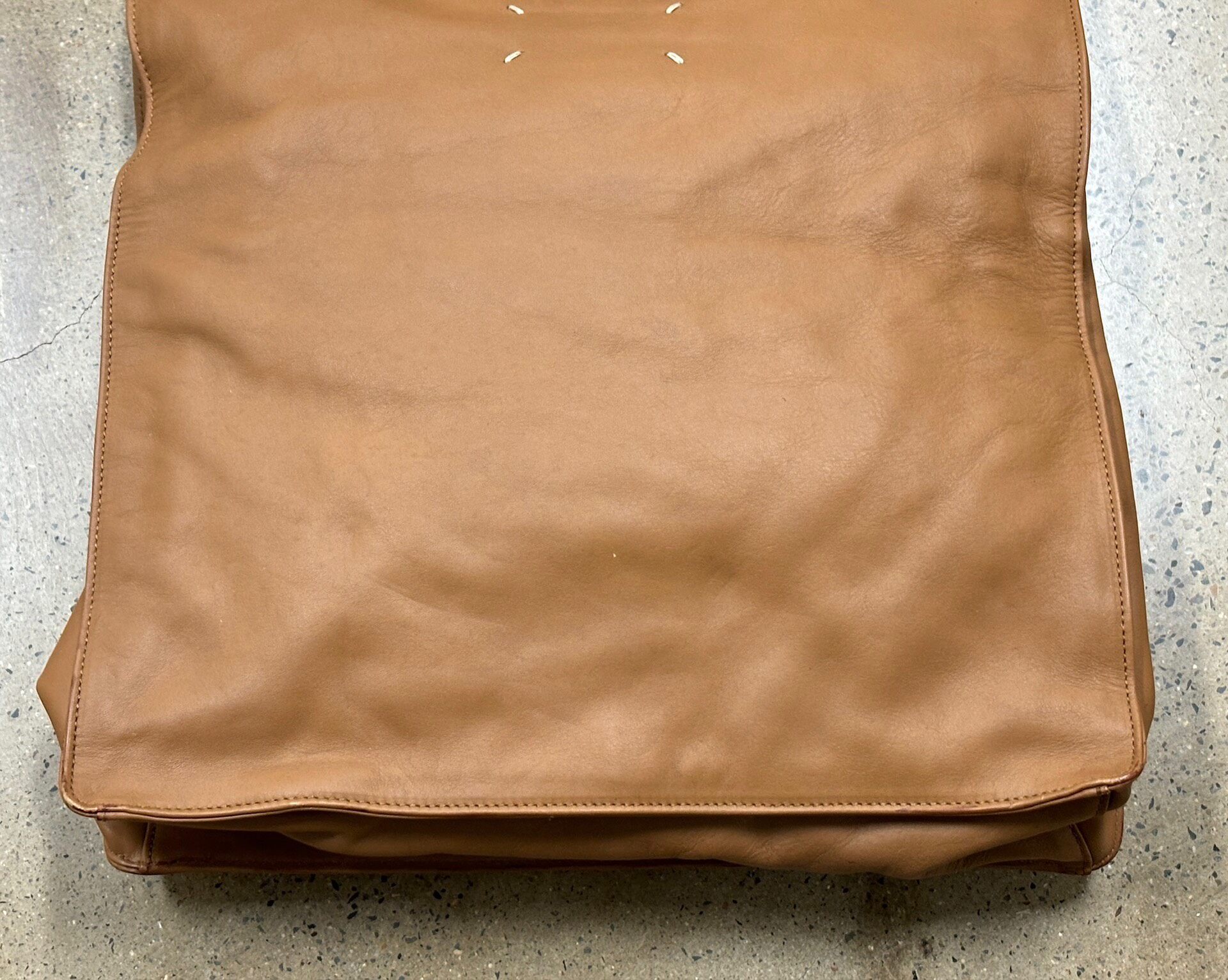 Maison Margiela Brown Leather Tote Bag — label
