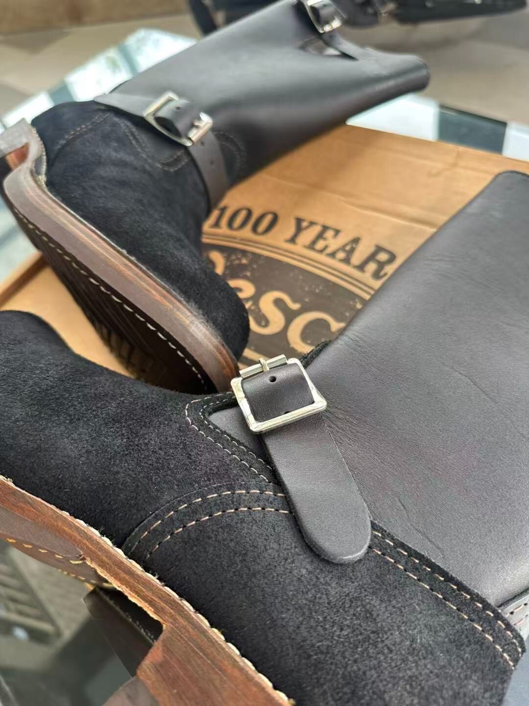 Wesco Boss Black Suede Limited Boots — back
