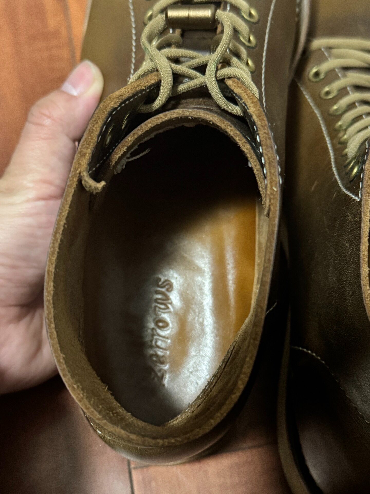 Zerrows Brown Mid-Low Work Boots — label
