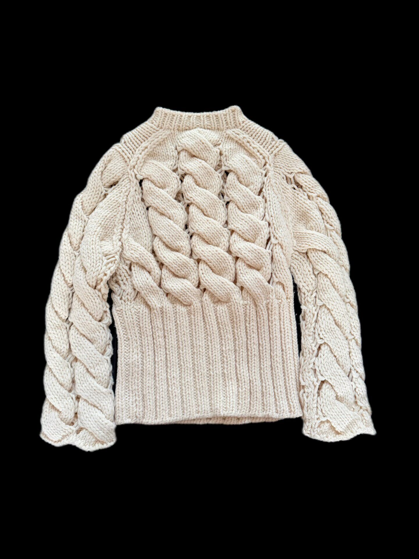 Comme des Garcons Cream Cable Knit Sweater — back