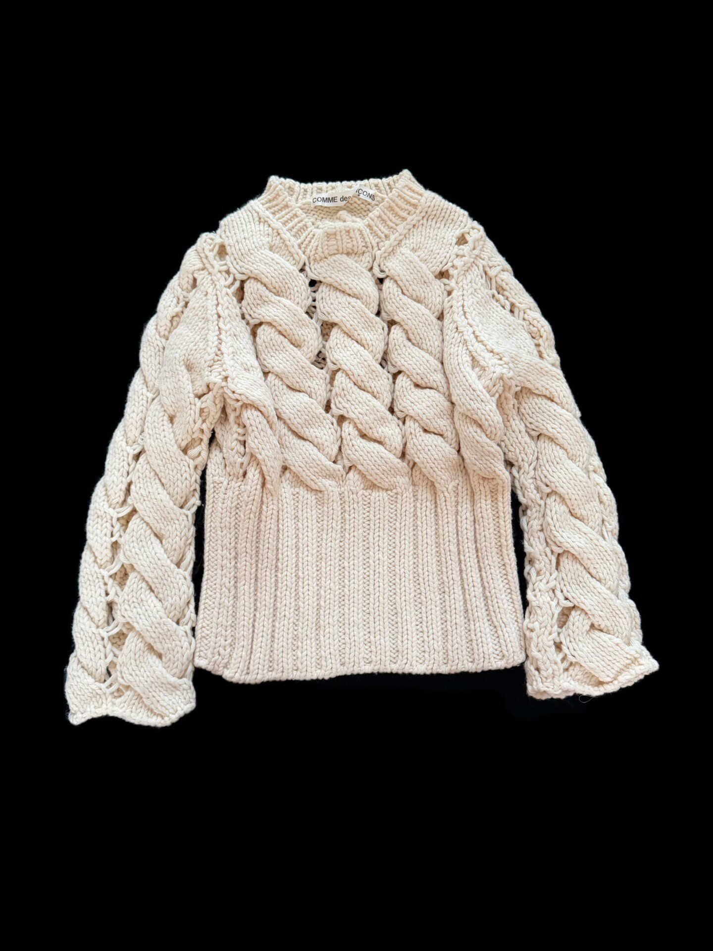 Comme des Garcons Cream Cable Knit Sweater