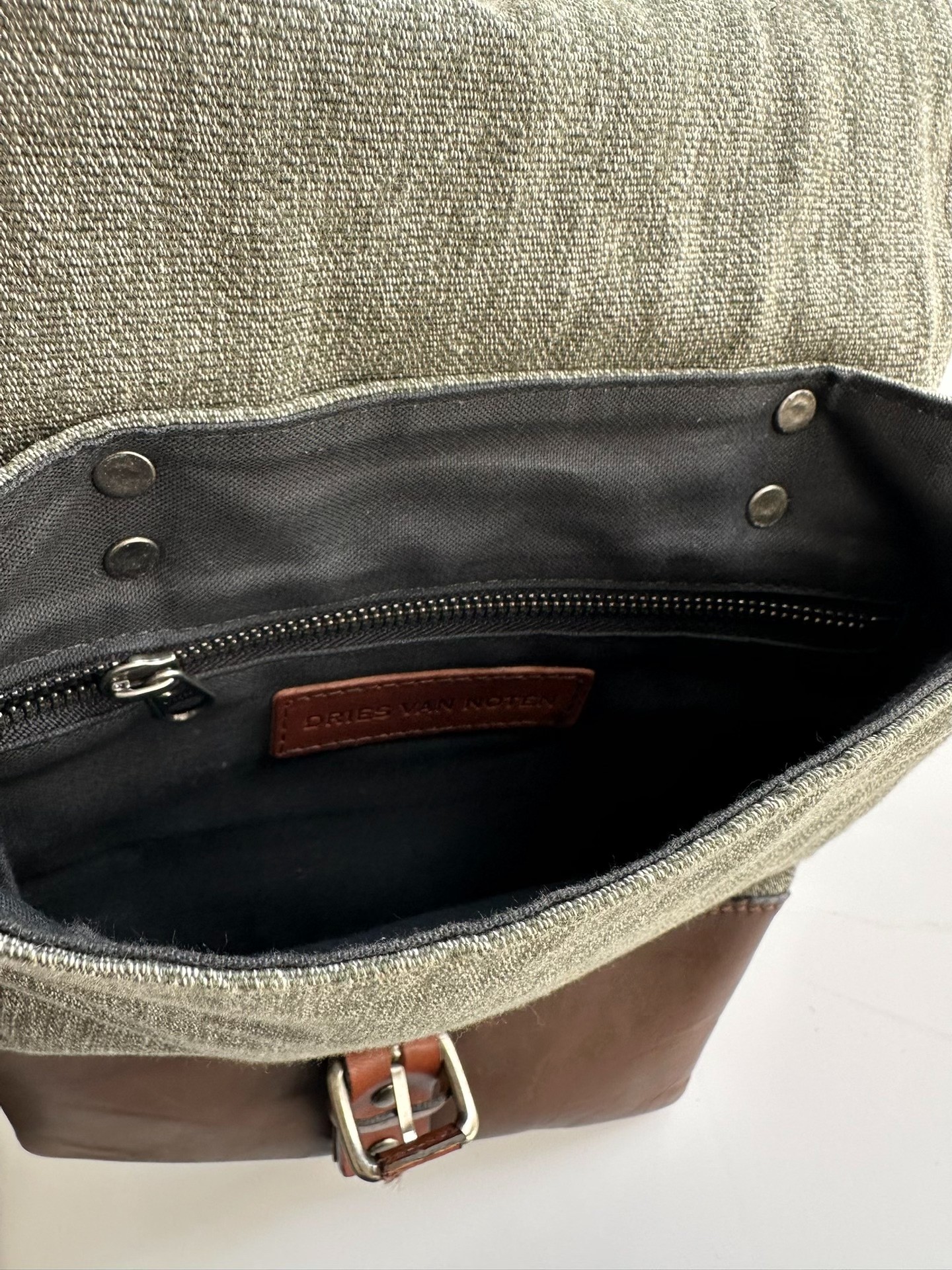 Dries Van Noten Horsehair Crossbody Bag — label