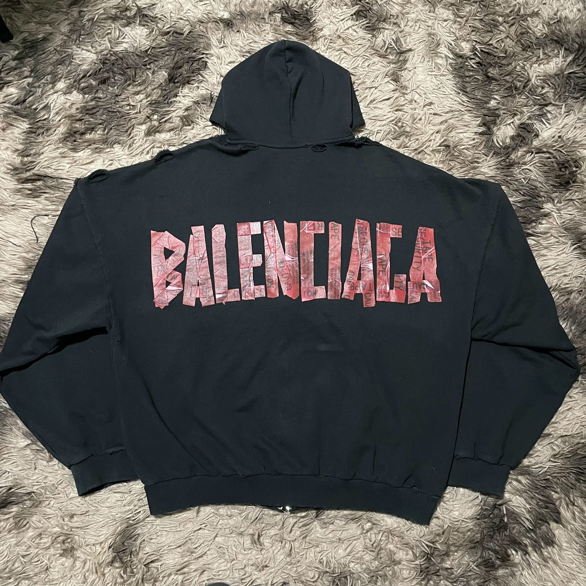 Balenciaga Distressed Zip Hoodie