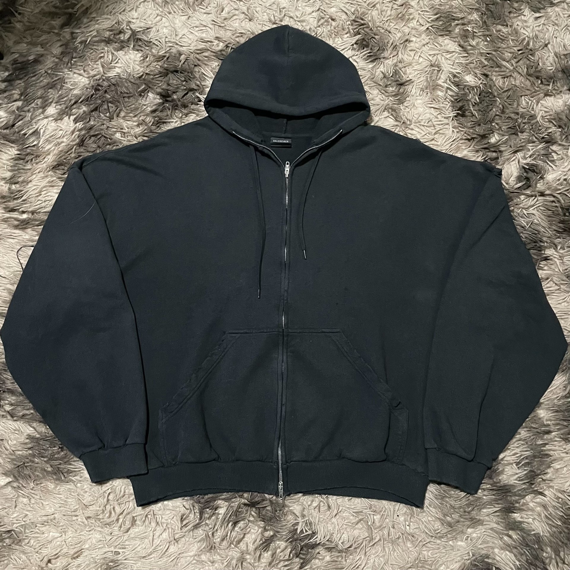 Balenciaga Distressed Zip Hoodie — front