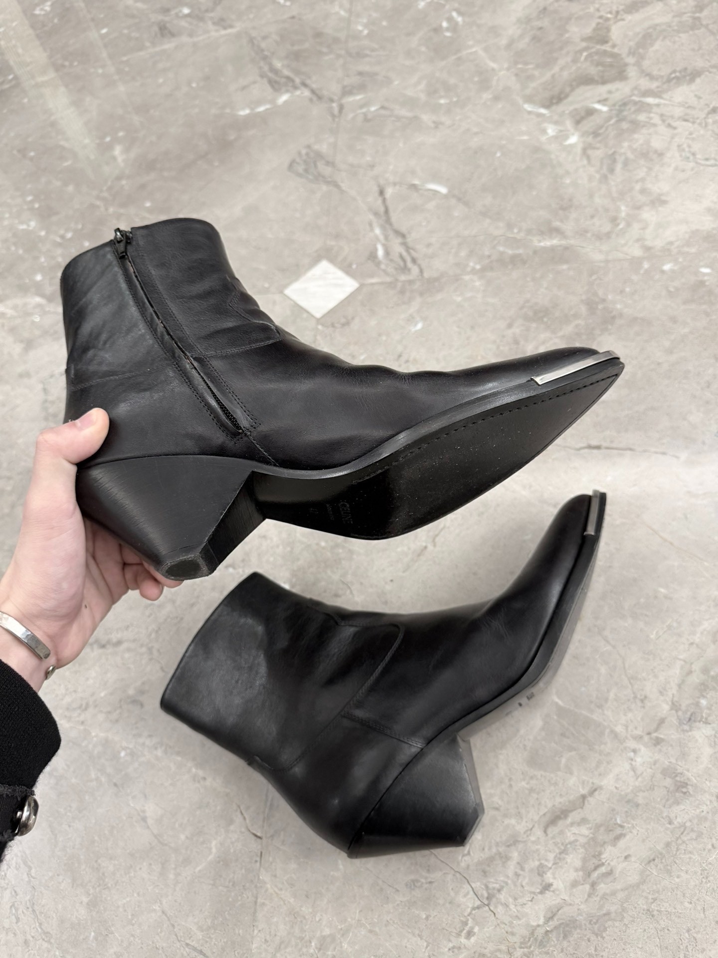 Celine Hedi Slimane Cone Heel Chelsea Boots — back