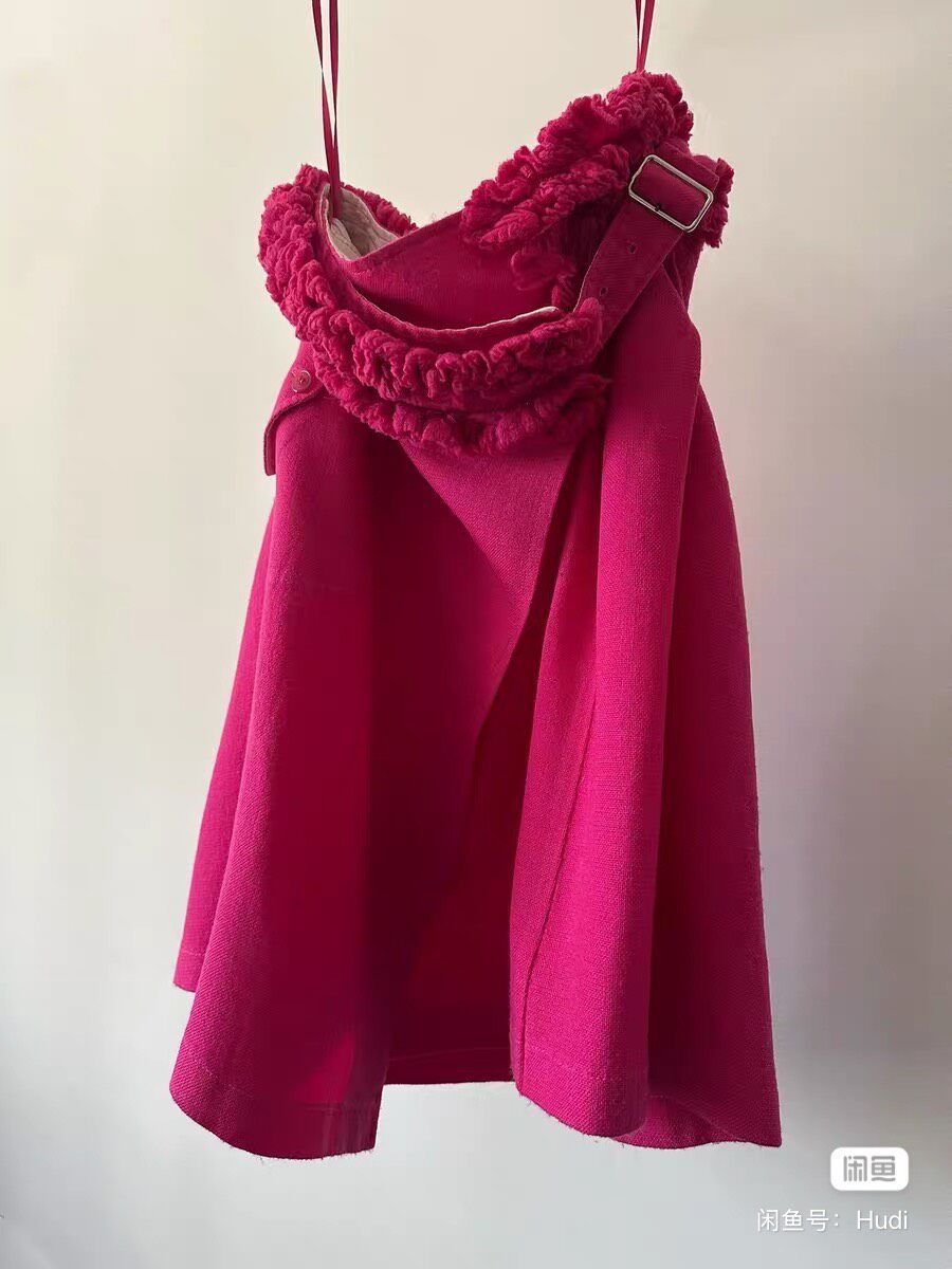 Comme des Garcons Tricot Pink Ruffled Apron Skirt — back