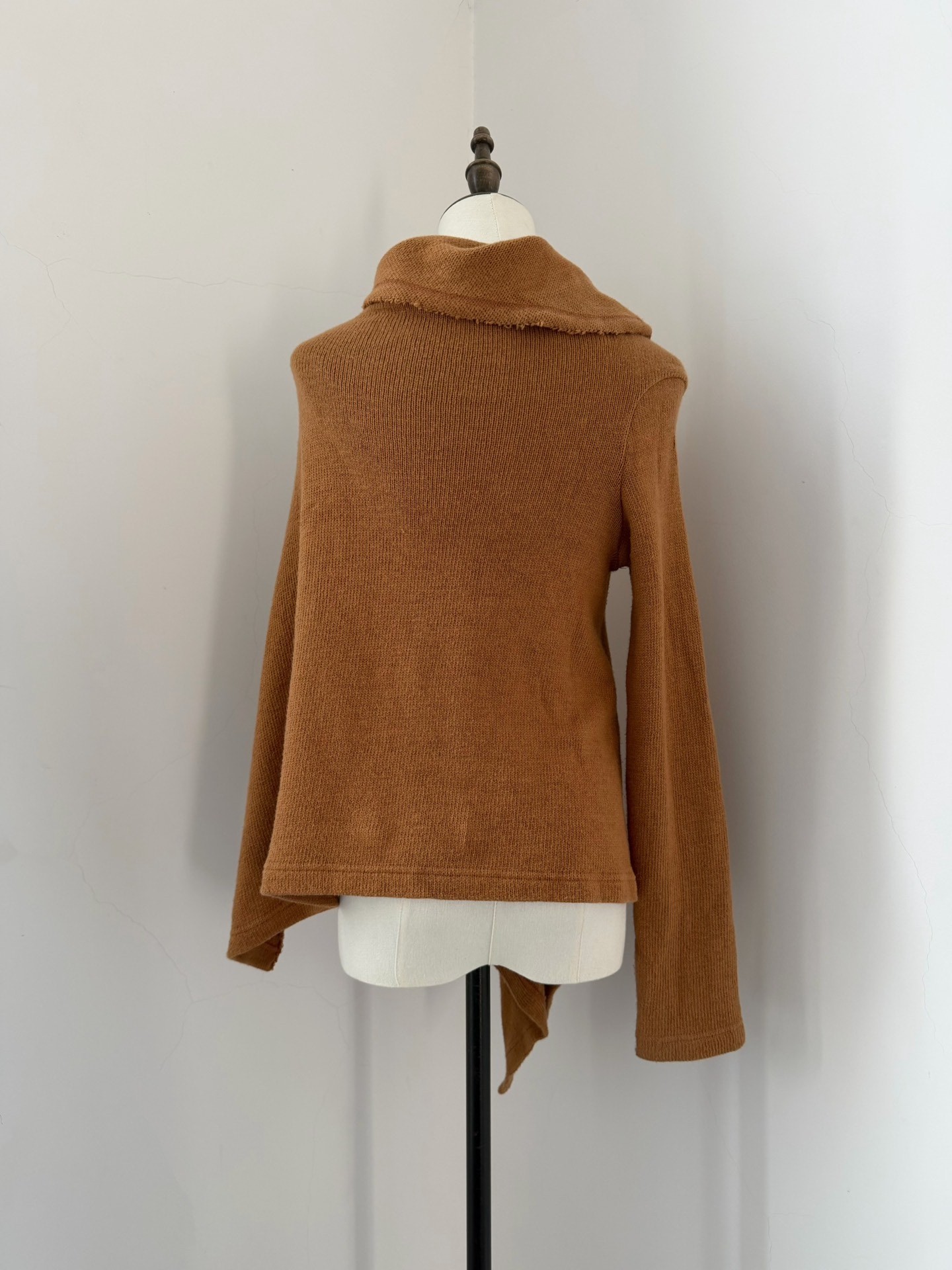 Y’s Asymmetric Knit Hooded Top — back