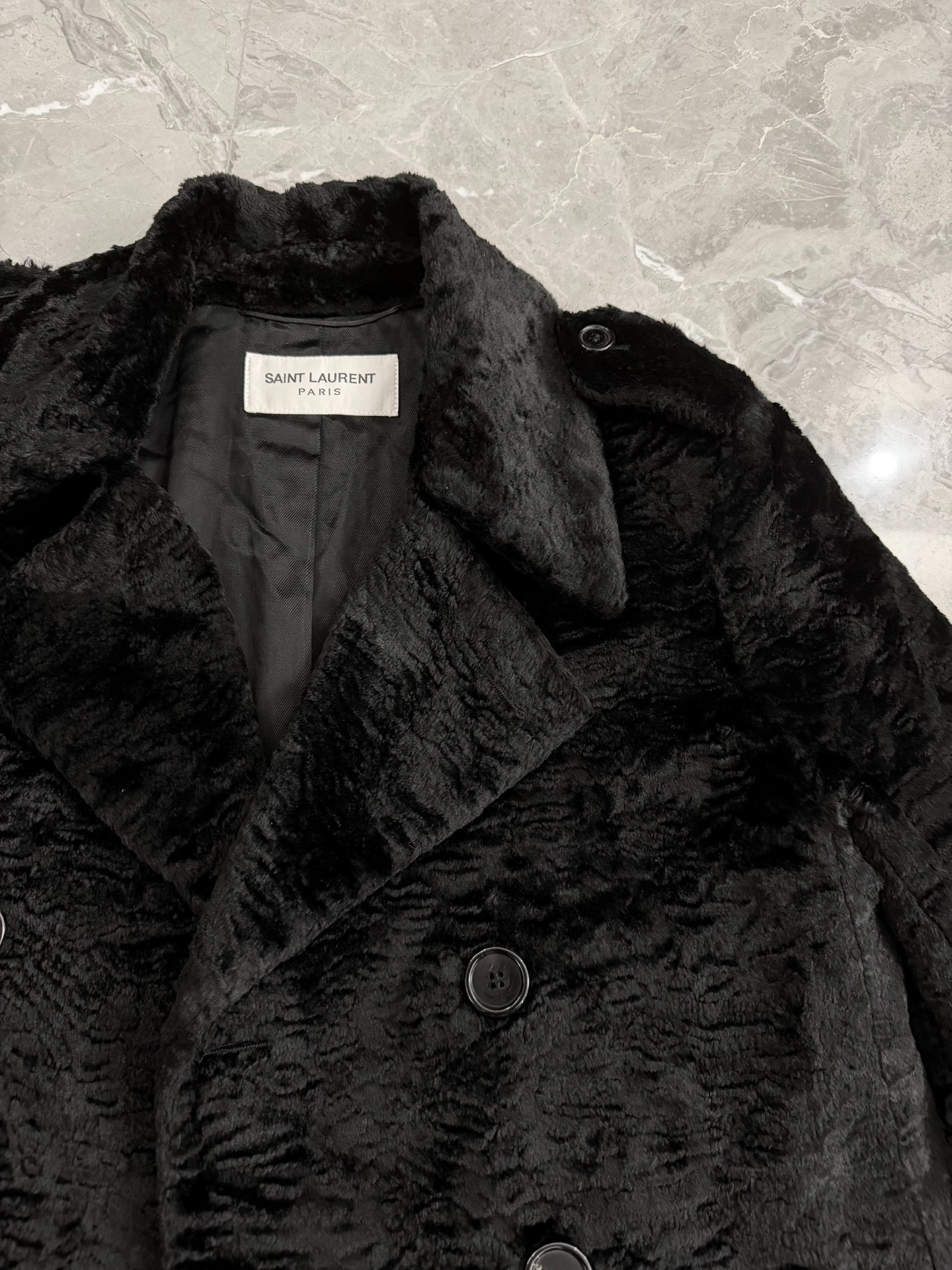 Saint Laurent SLP Fur-like Coat — back