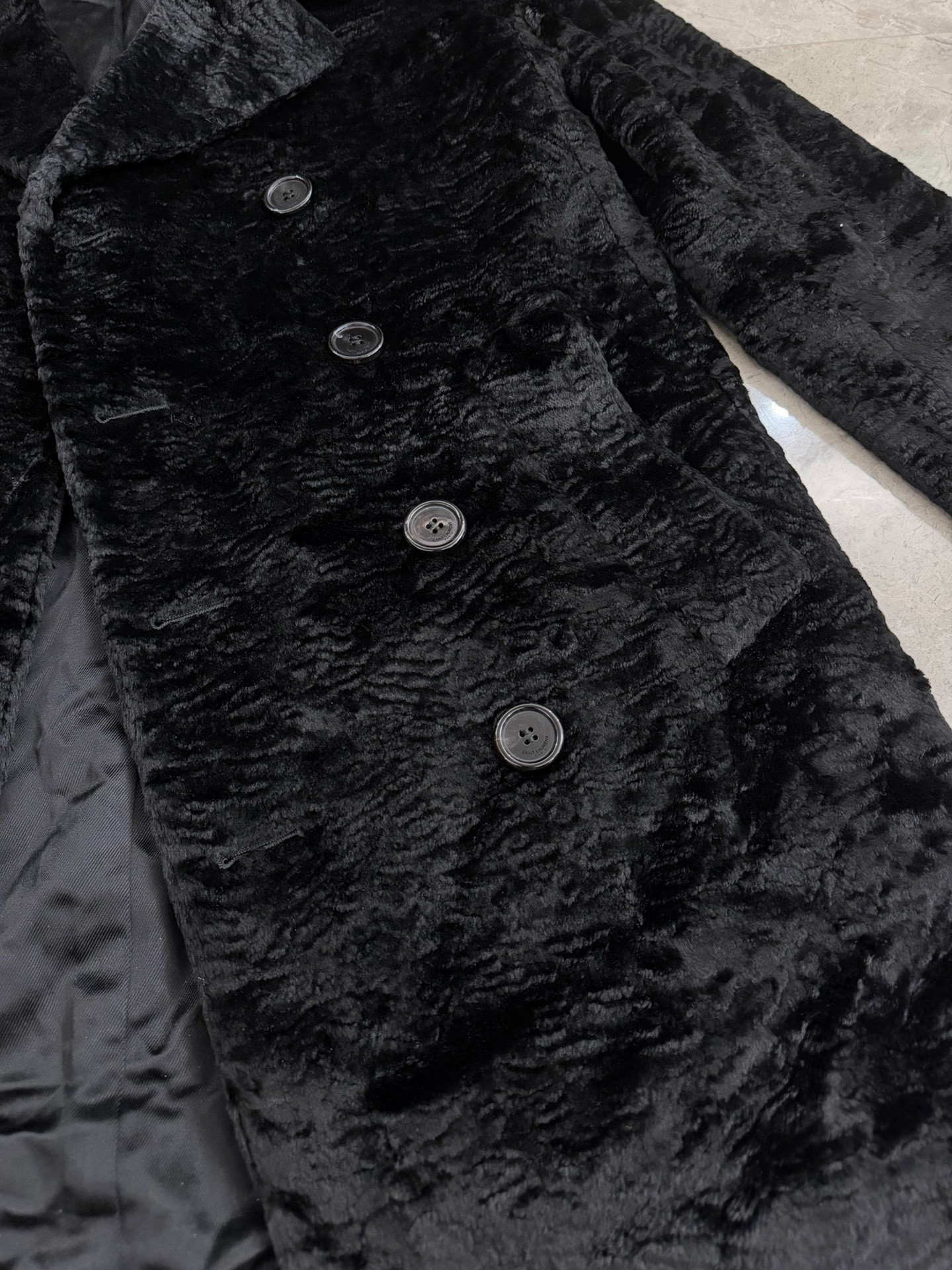 Saint Laurent SLP Fur-like Coat — detail