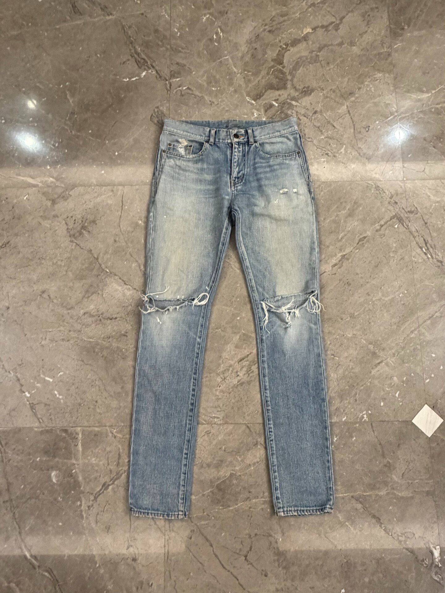 Saint Laurent D02 Blue Slim Distressed Jeans