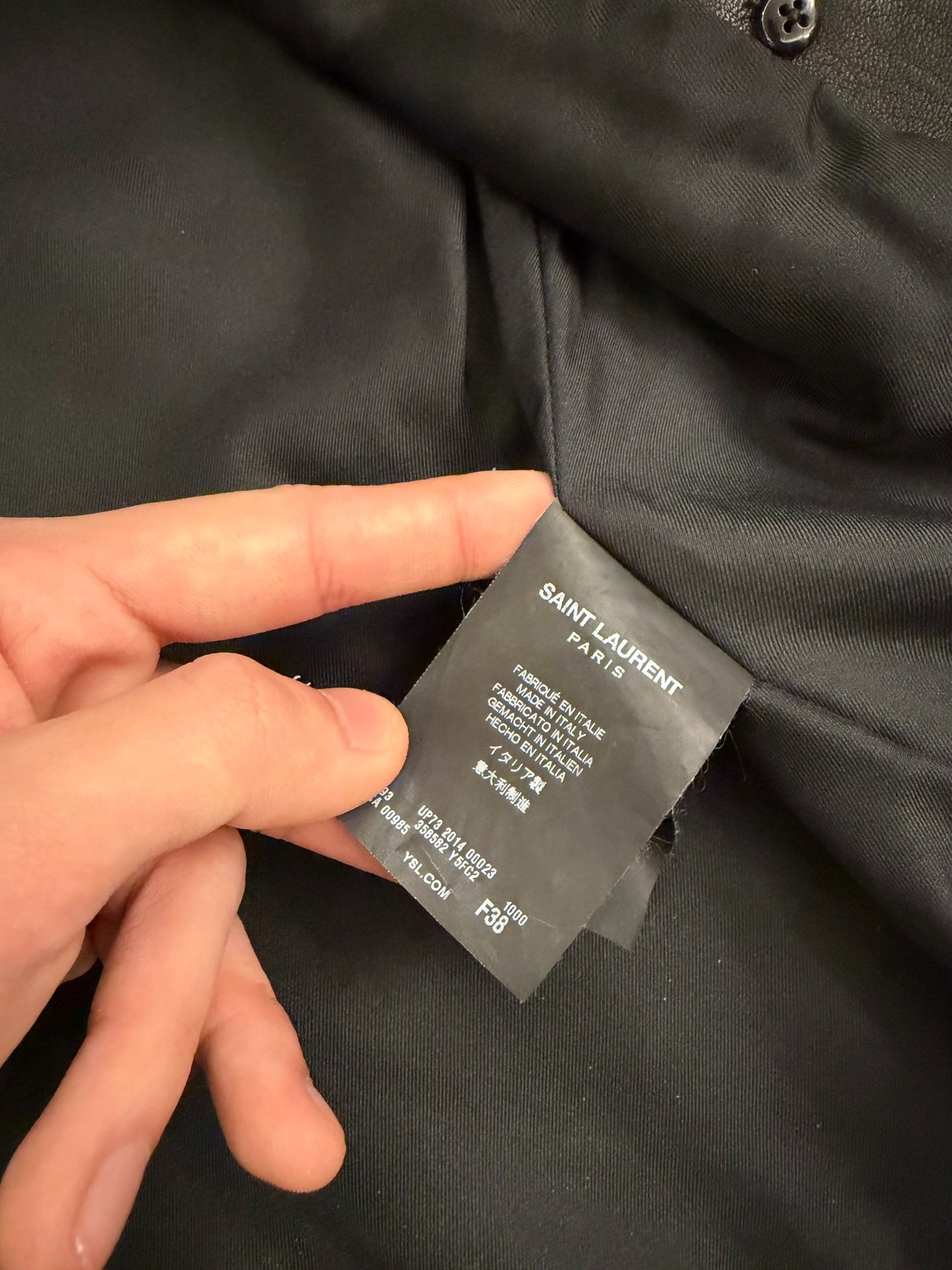 Saint Laurent Black Lambskin Leather Jacket — back