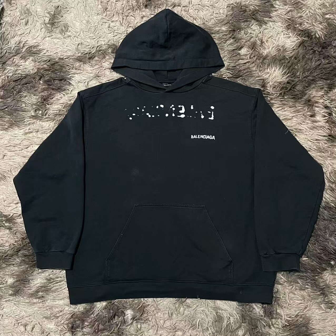 Balenciaga Black Blurry Logo Hoodie