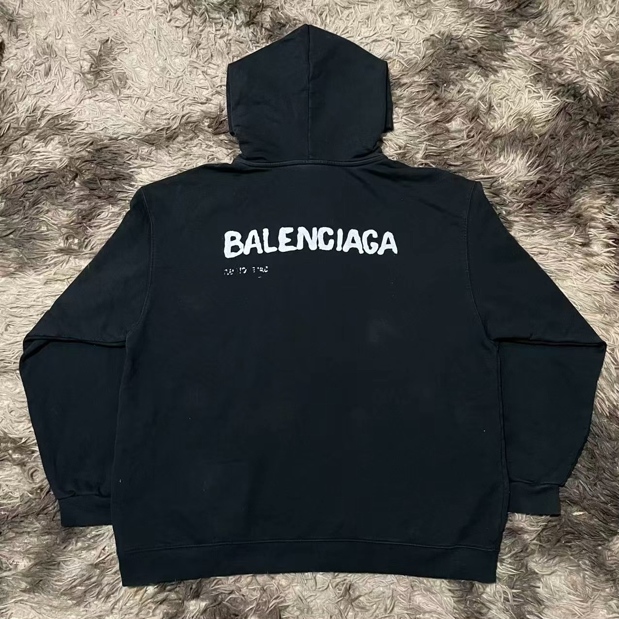 Balenciaga Black Blurry Logo Hoodie — front