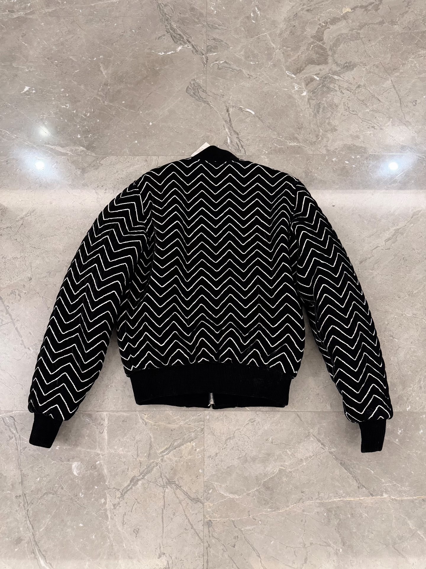 Saint Laurent Velvet Striped Bomber Jacket — front