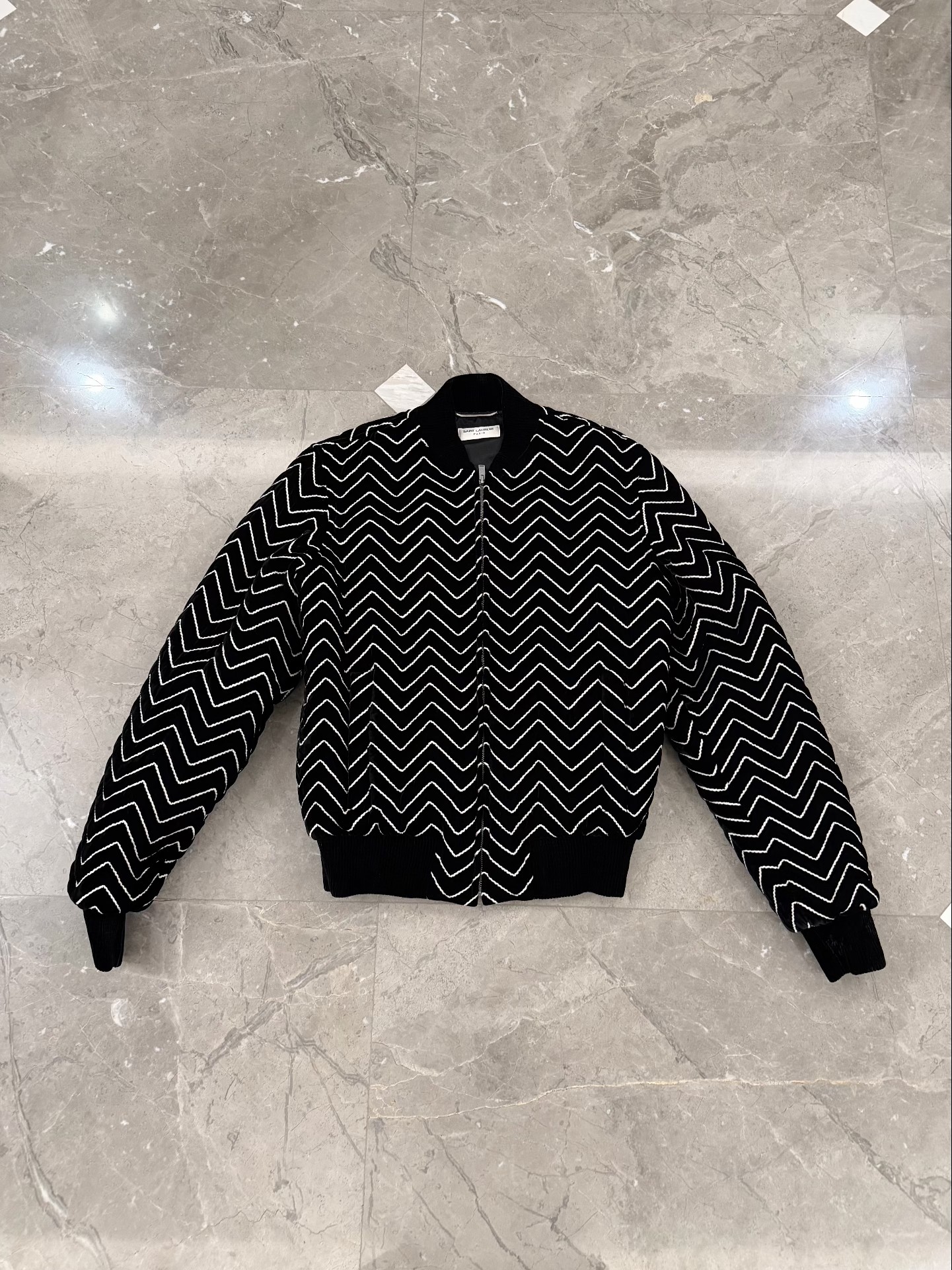 Saint Laurent Velvet Striped Bomber Jacket