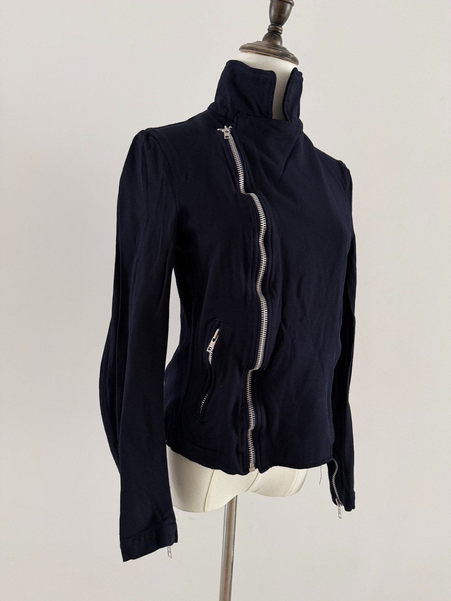 Comme des Garcons Navy Motorcycle Jacket — detail