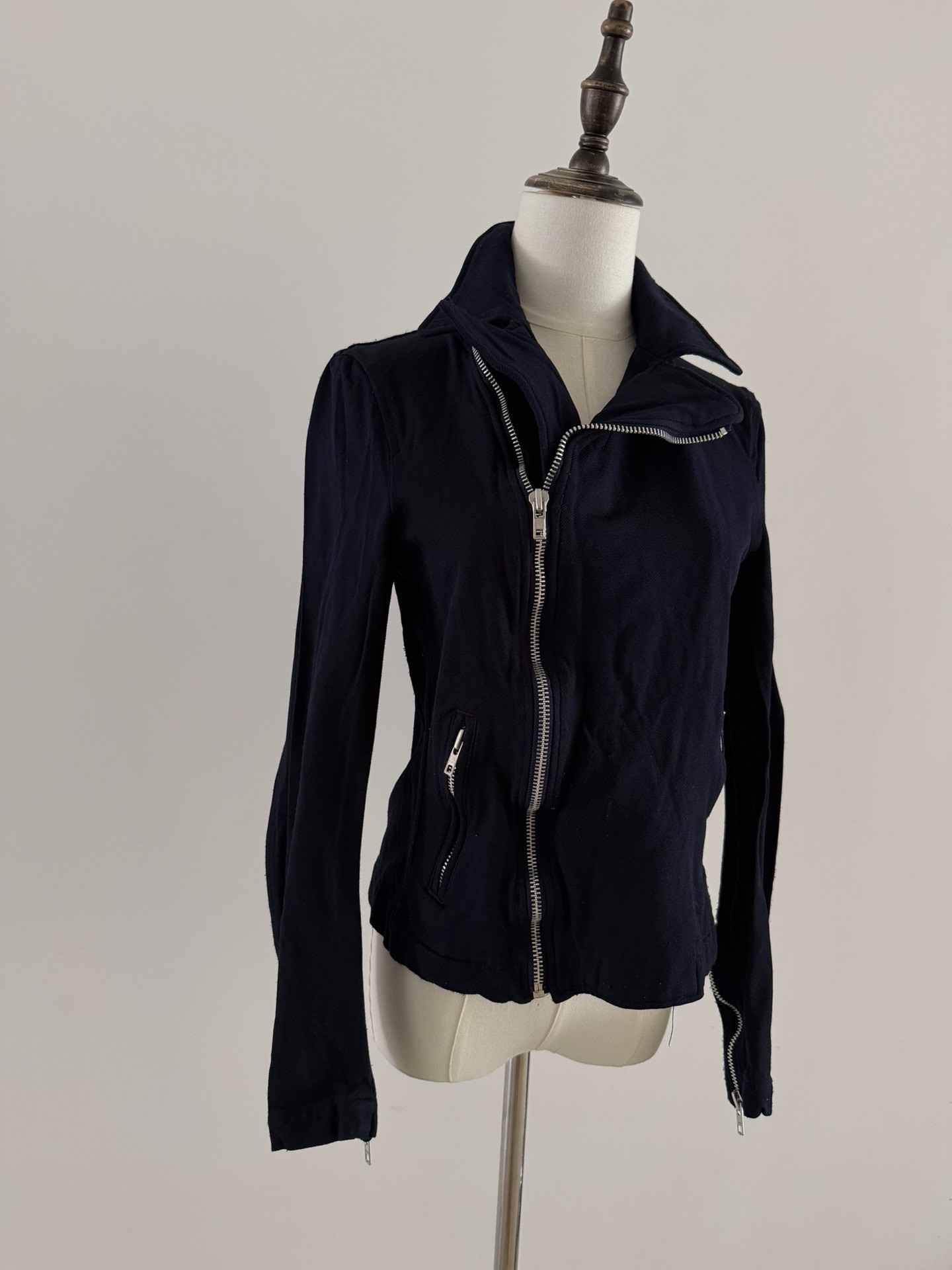 Comme des Garcons Navy Motorcycle Jacket — front