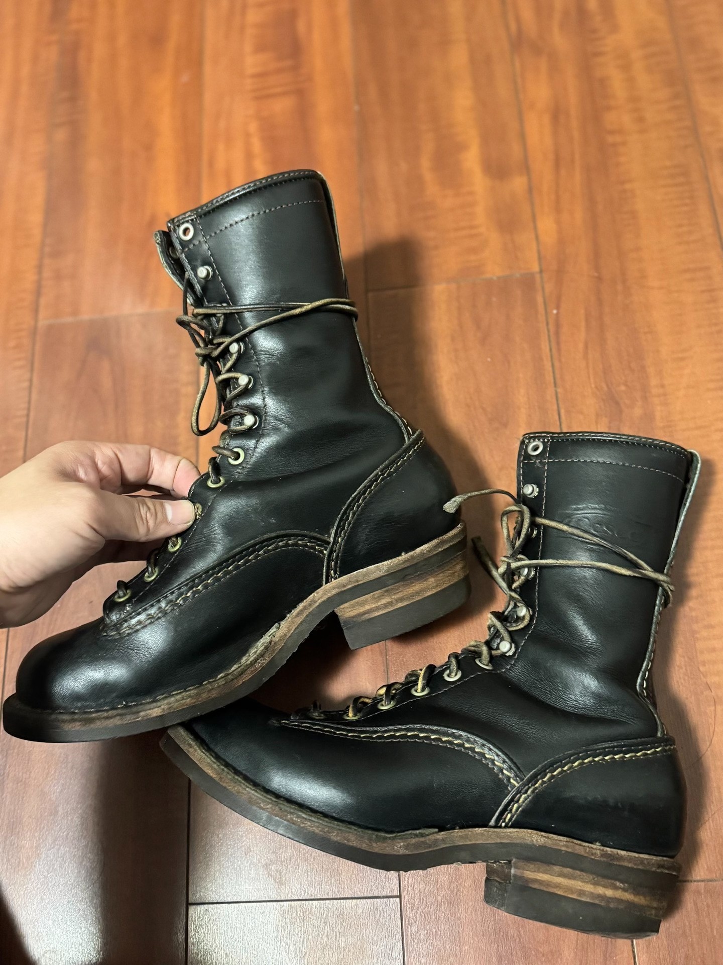 Wesco Short Face Black Leather Boots