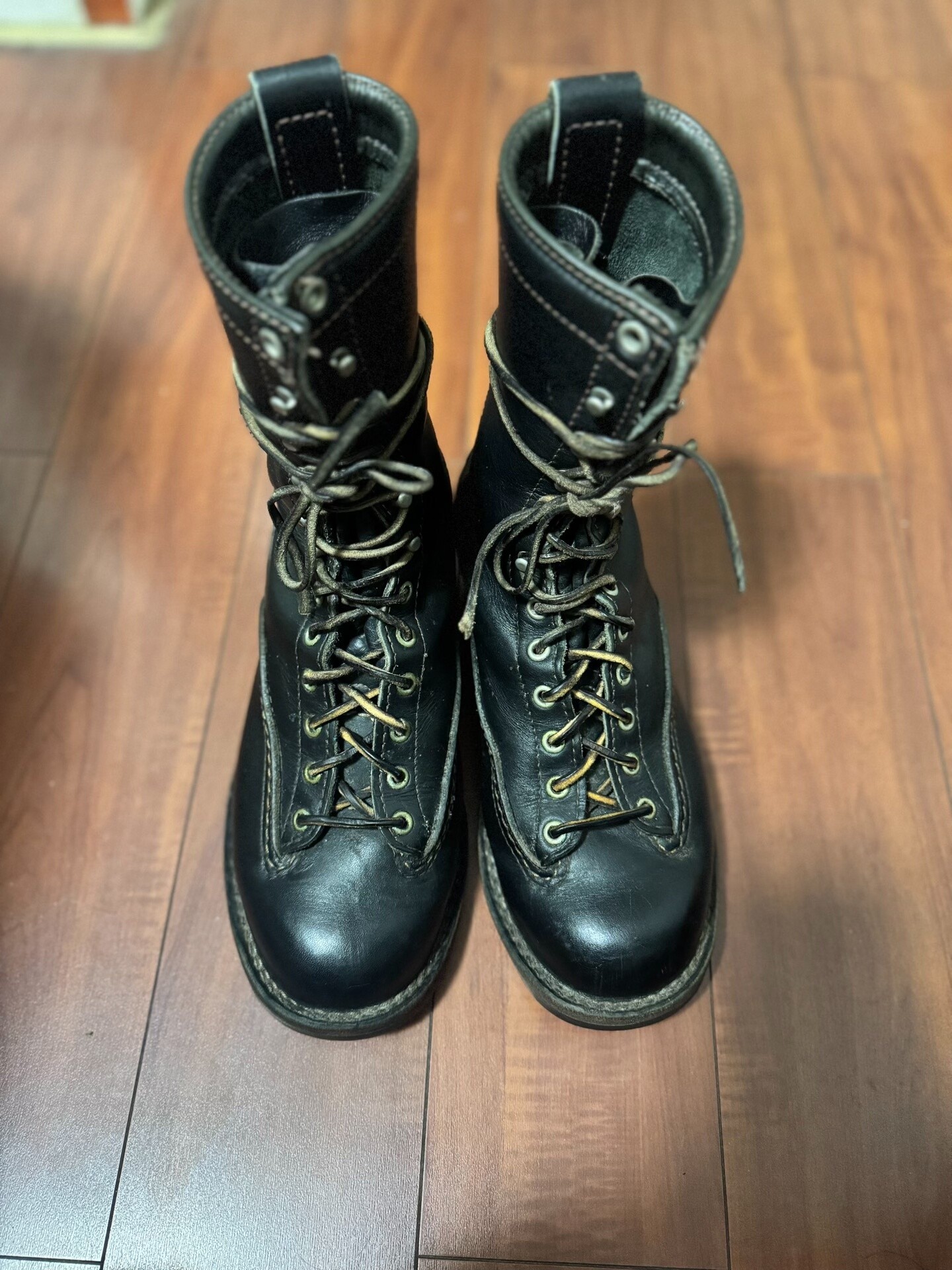Wesco Short Face Black Leather Boots — label
