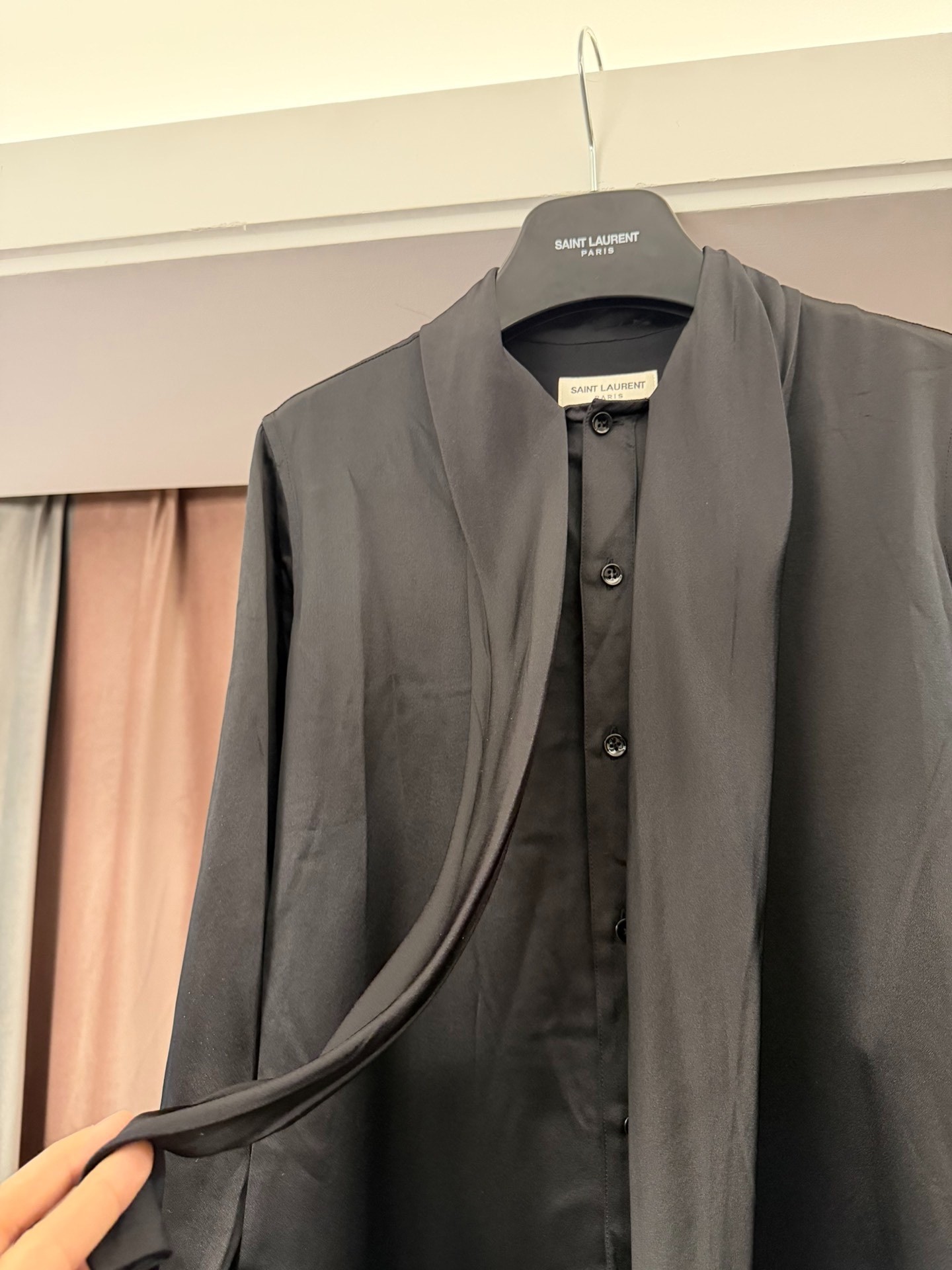 Saint Laurent Silk Necktie Shirt — detail