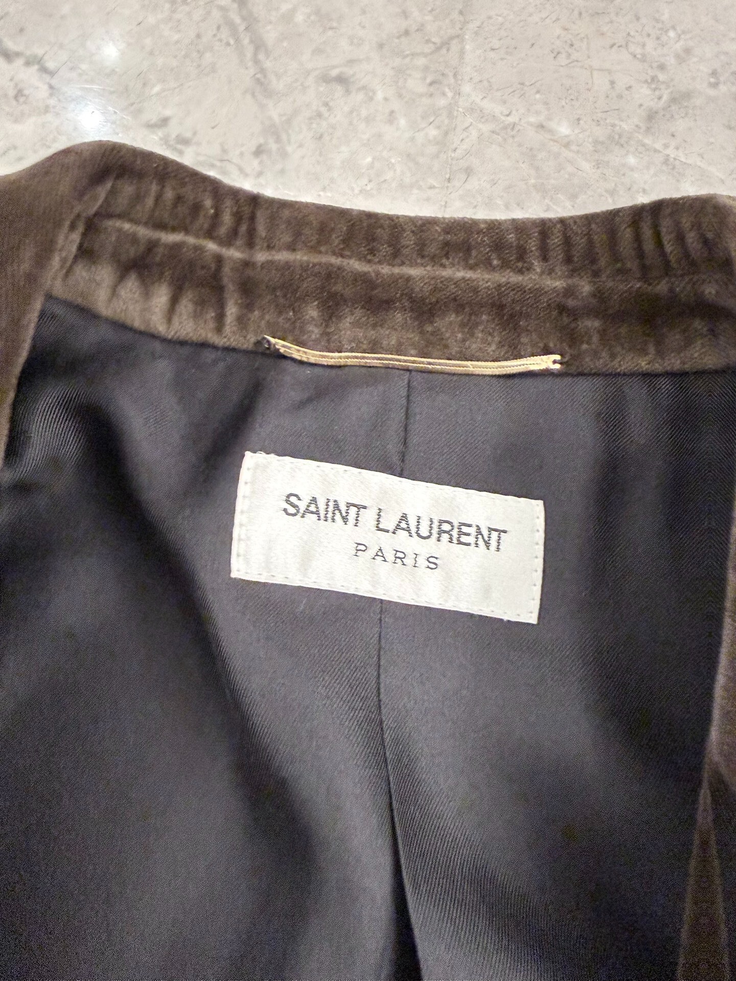 Saint Laurent Brown Velvet Le Smoking Blazer — back