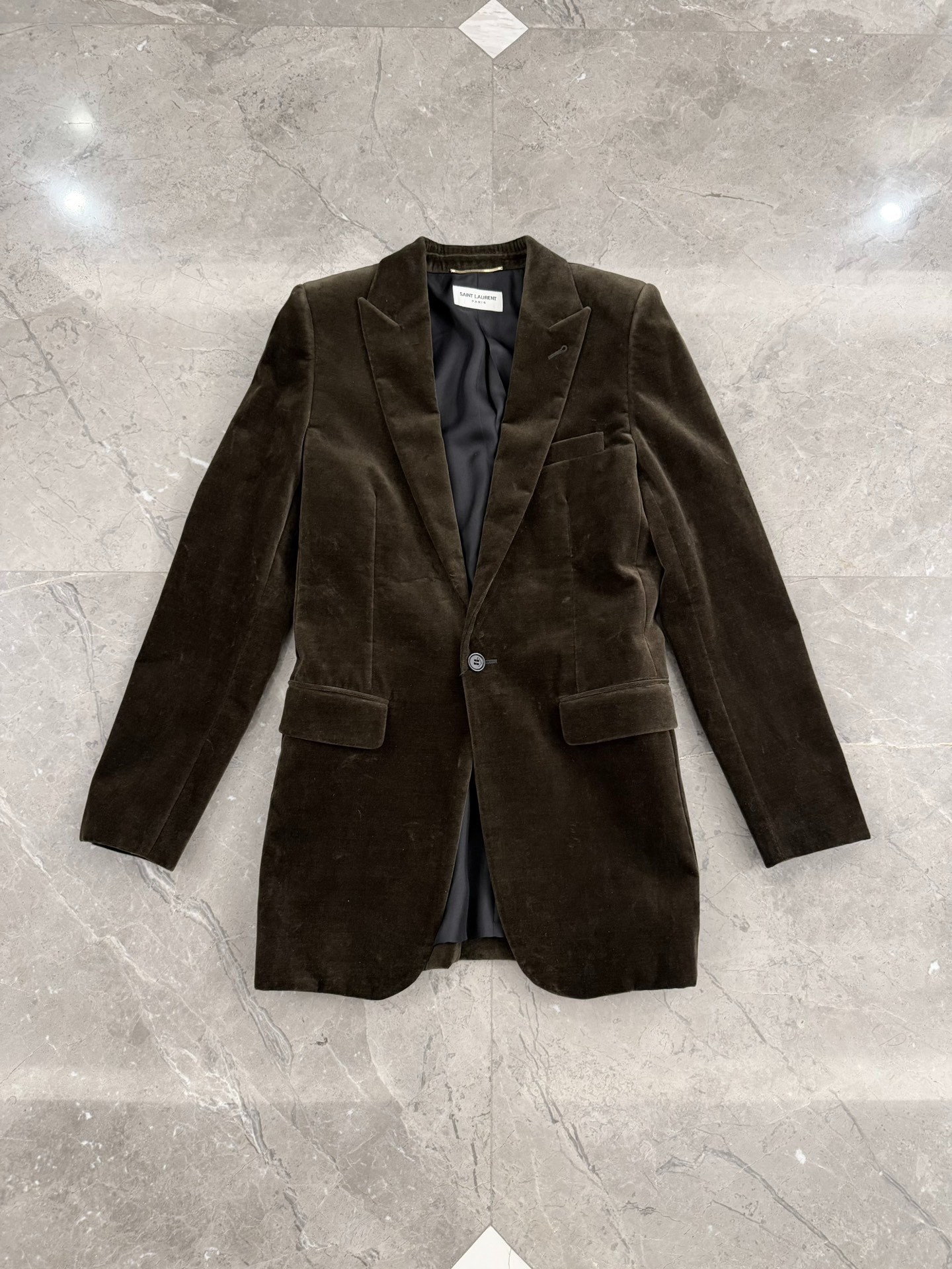 Saint Laurent Brown Velvet Le Smoking Blazer