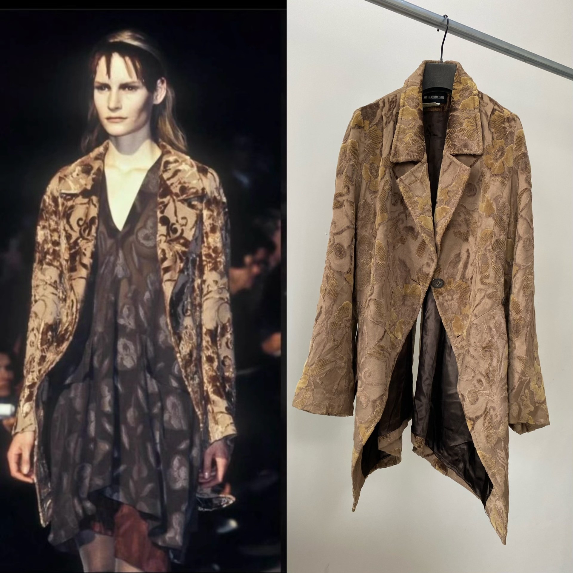 Ann Demeulemeester 1994 Velvet Floral Coat