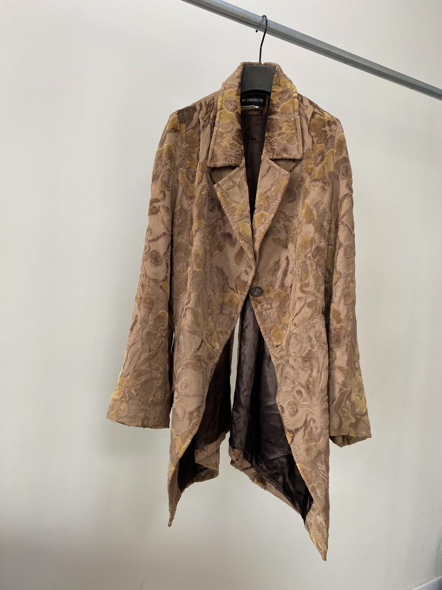 Ann Demeulemeester 1994 Velvet Floral Coat — front