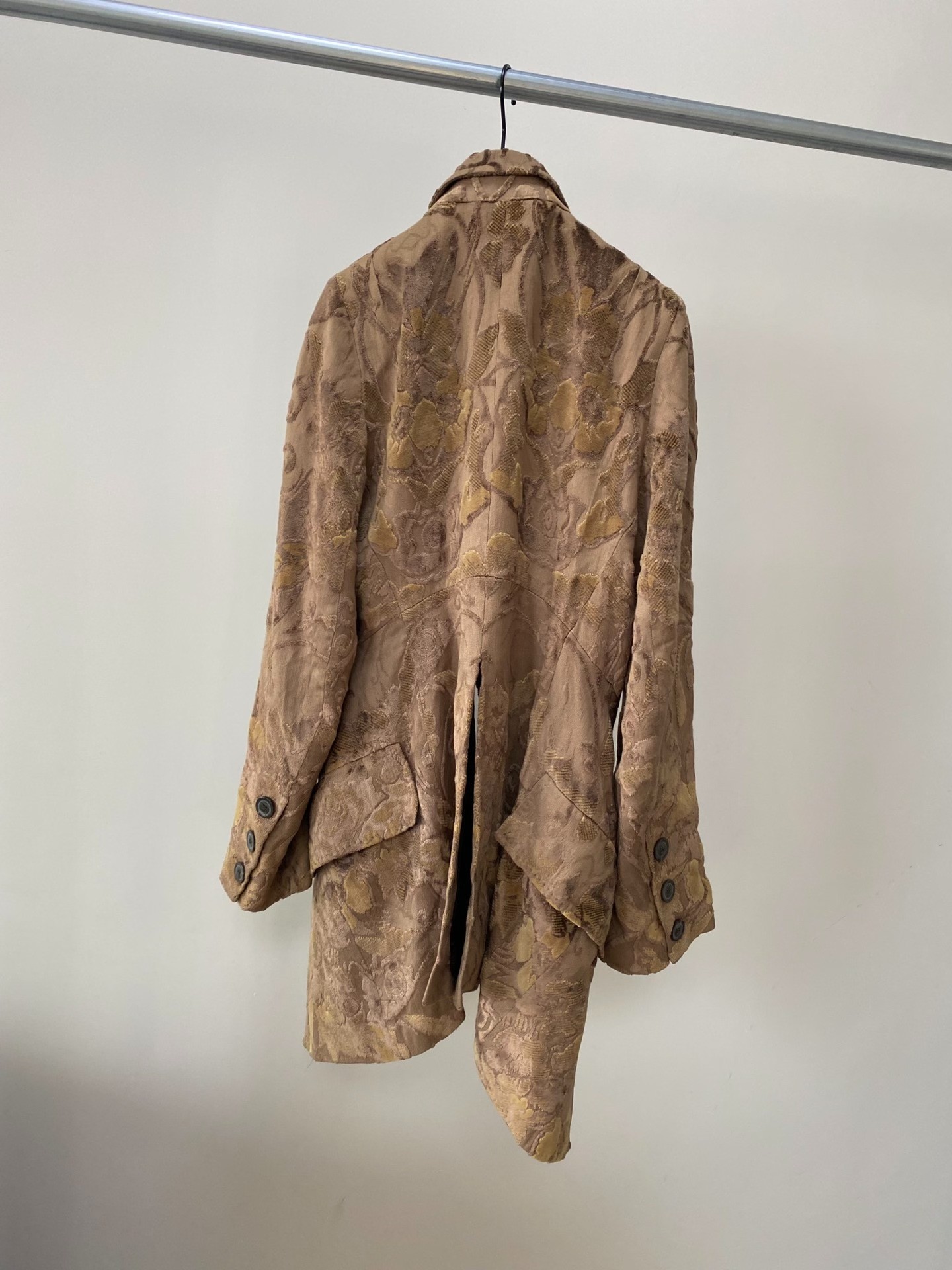 Ann Demeulemeester 1994 Velvet Floral Coat — label