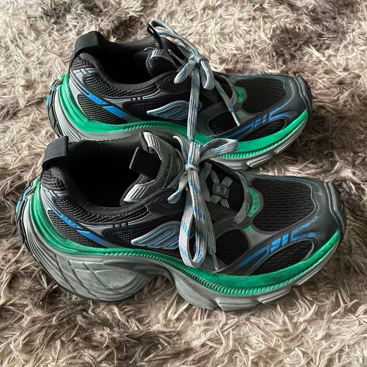 Balenciaga 10XL Black Green Dad Sneakers — front