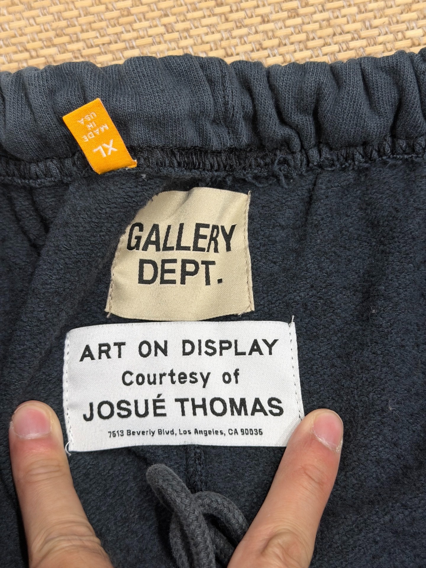 Gallery Dept Navy Paint Splatter Sweatpants — label