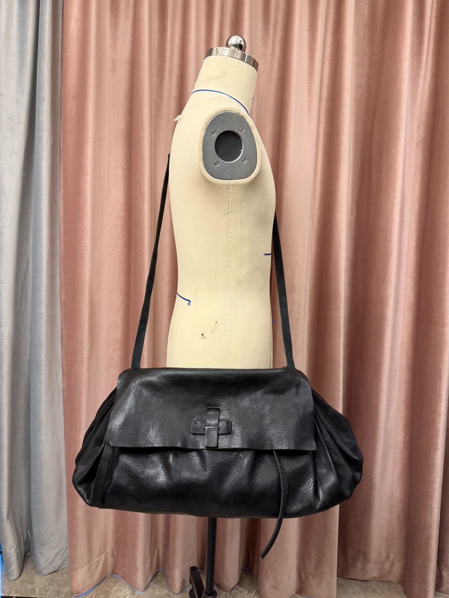MA+ Black Leather Accordion Crossbody — back