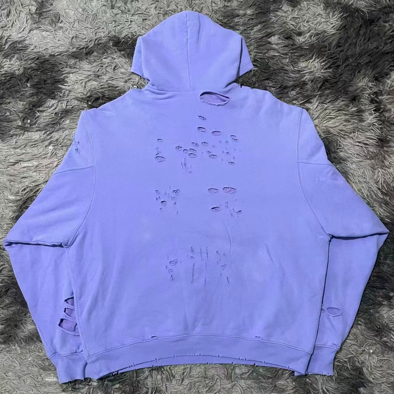 Balenciaga Lavender Distressed Hoodie — front