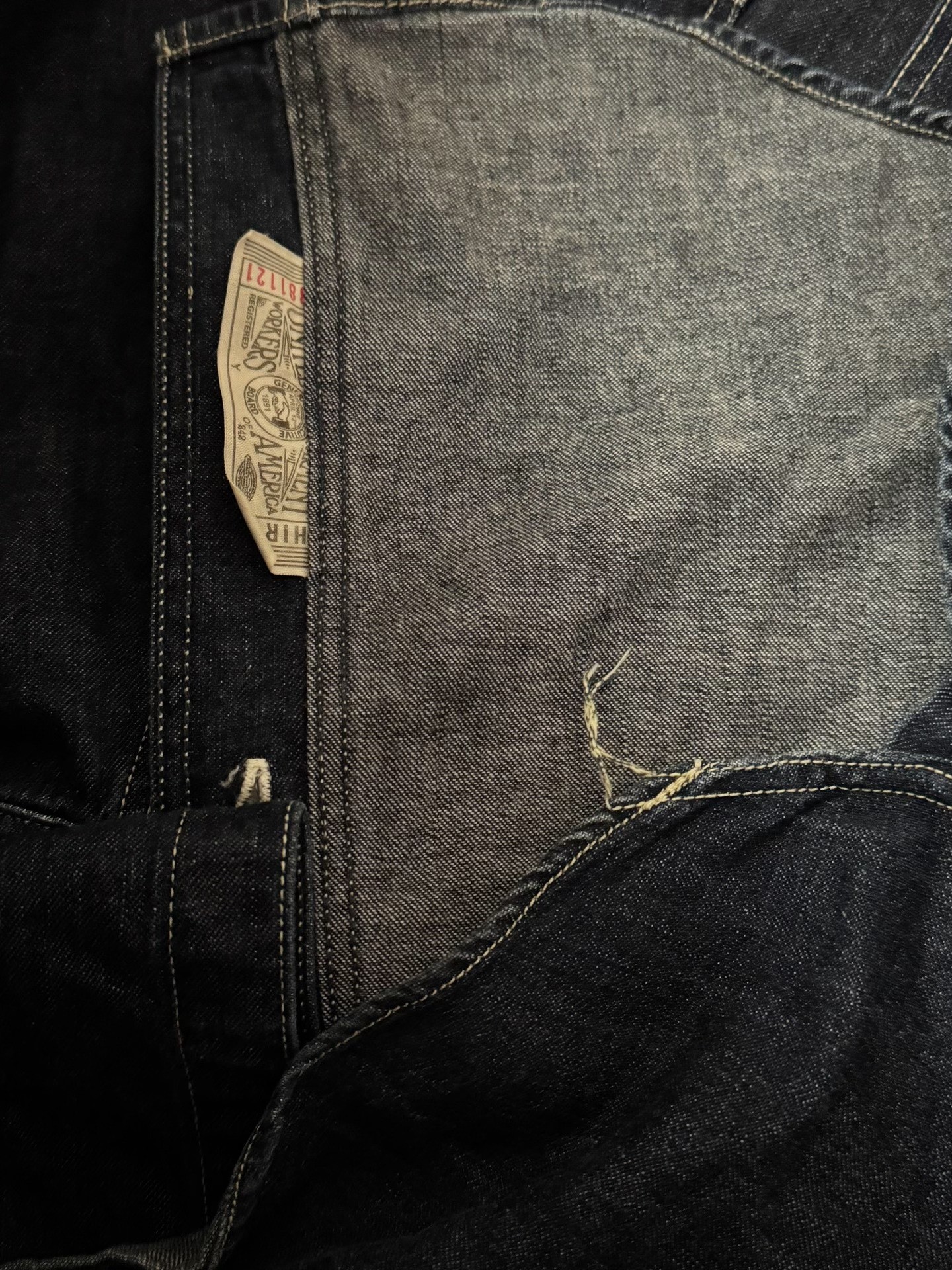 Freewheelers Rare Asymmetric Pocket Denim Shirt — back