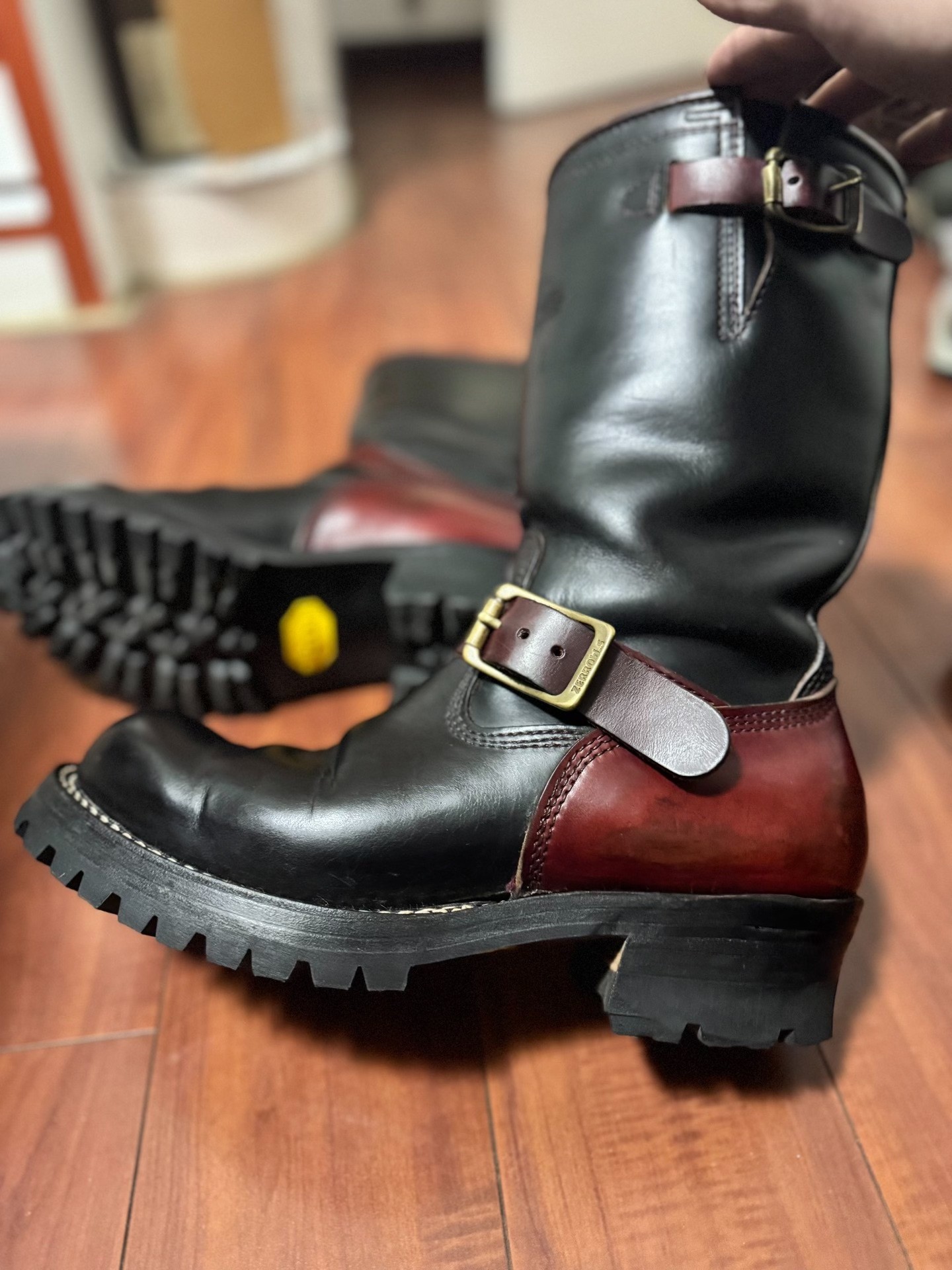 Zerrows Black Engineer Boots — front