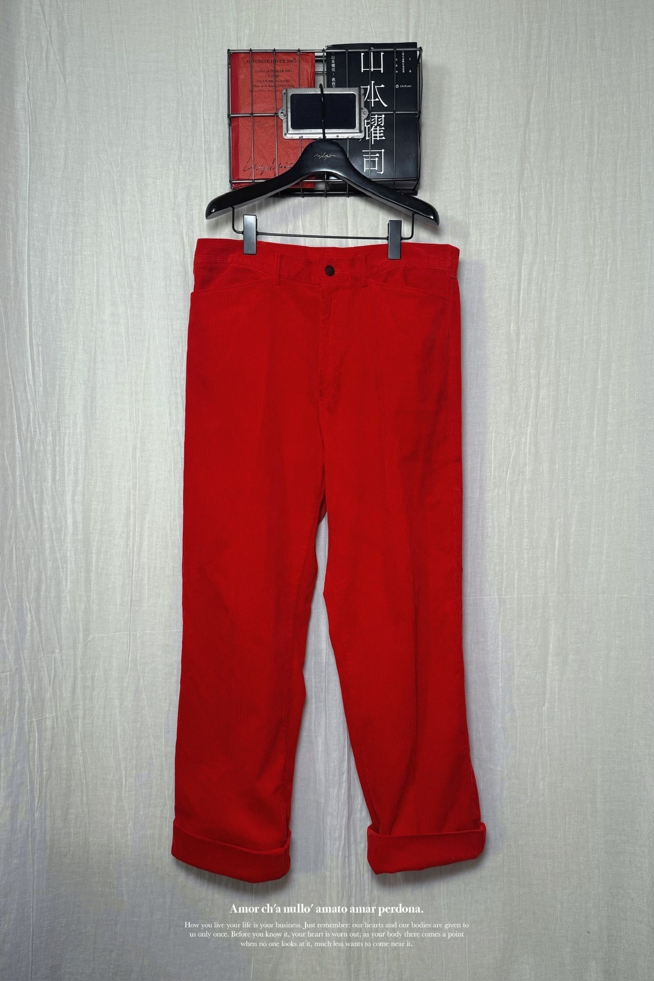 Yohji Yamamoto 02AW Red Corduroy Pants — detail