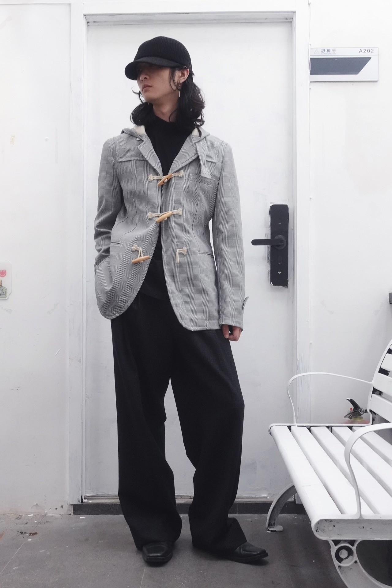 Comme Des Garcons SS2011 Hooded Check Blazer — front