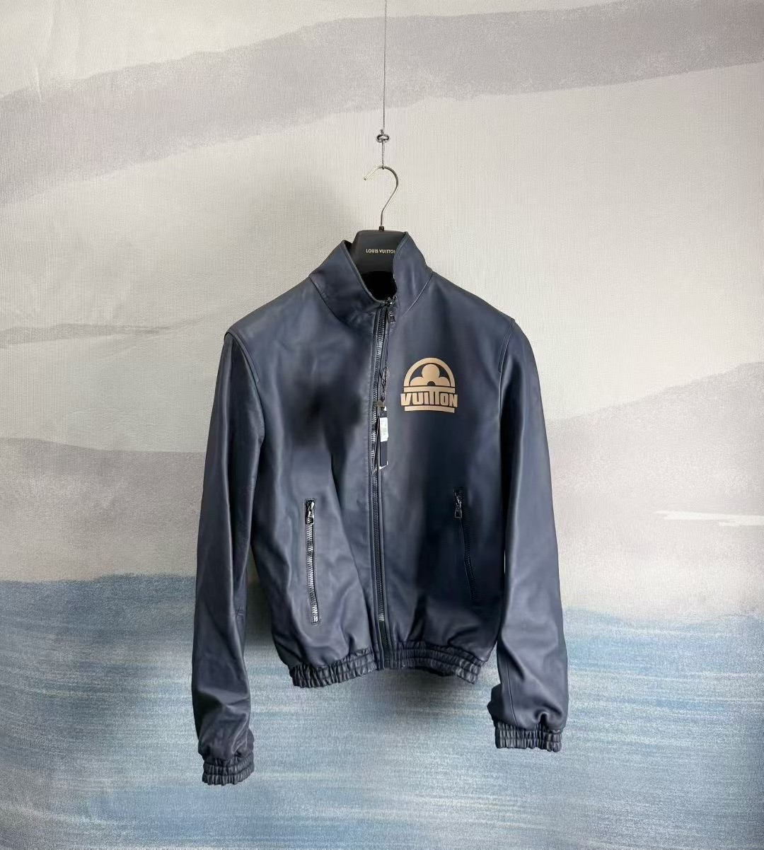 Louis Vuitton Dark Blue Full-Zip Leather Jacket