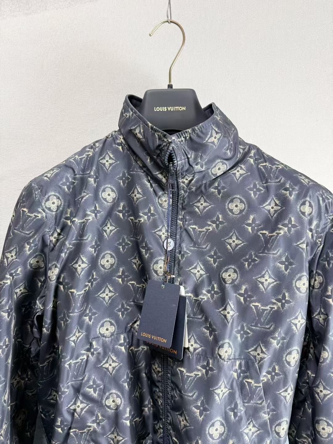 Louis Vuitton Dark Blue Full-Zip Leather Jacket — label
